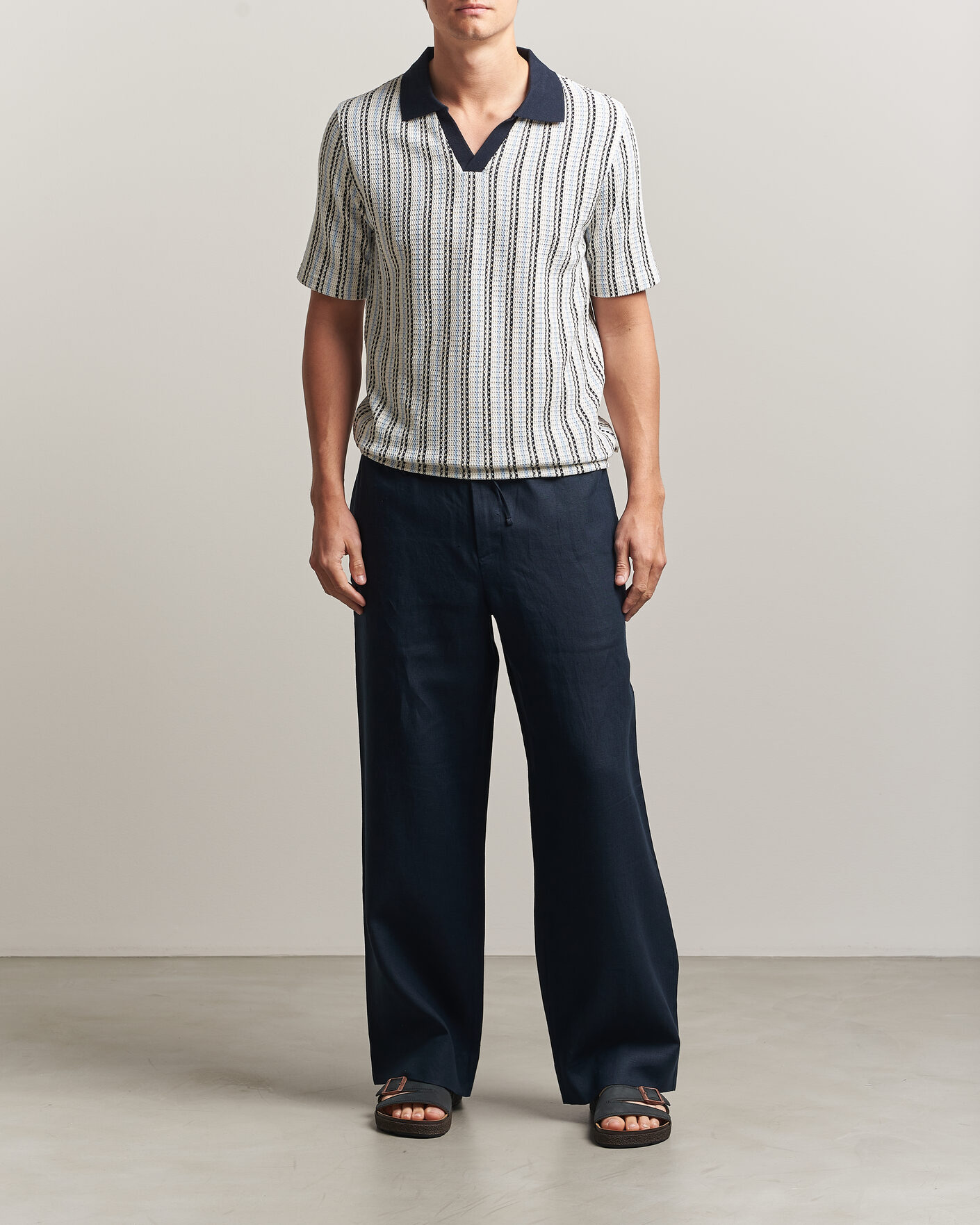 Mies | Pikeet | Samsøe Samsøe | Mac Striped Knitted Polo Blue/White