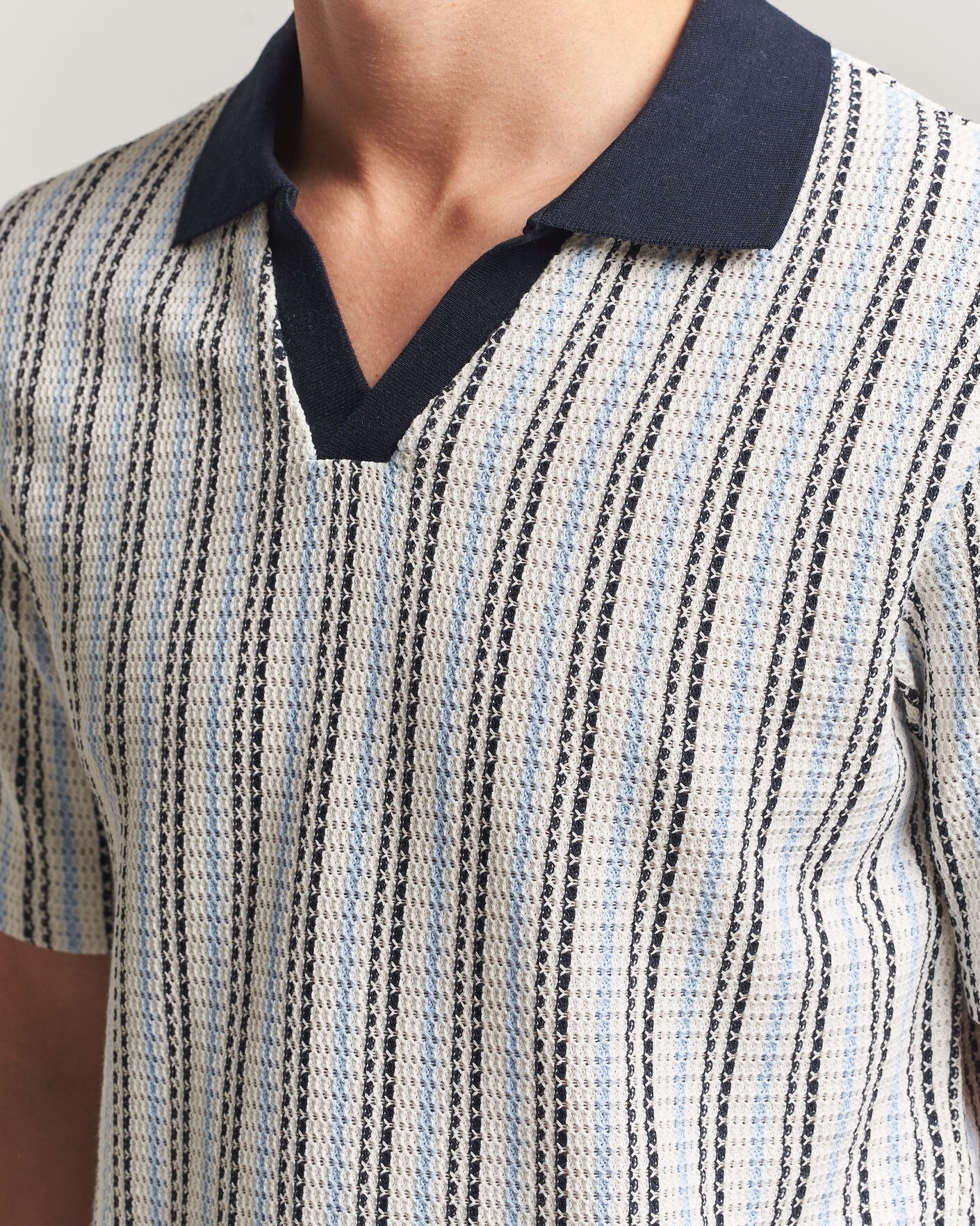 Mies | Pikeet | Samsøe Samsøe | Mac Striped Knitted Polo Blue/White