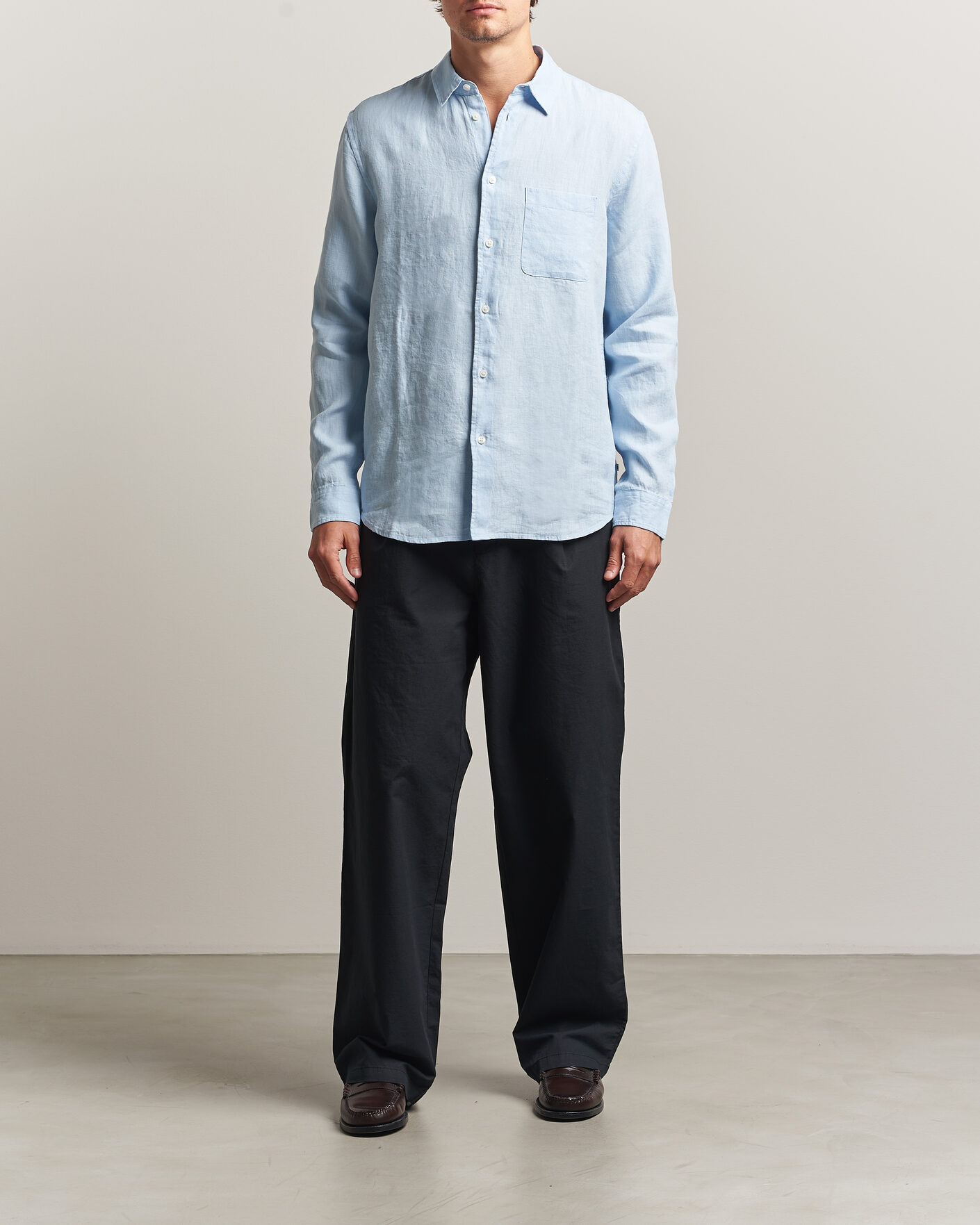 Mies | Housut | Samsøe Samsøe | Valentin Cotton/Linen Pleated Trousers Black