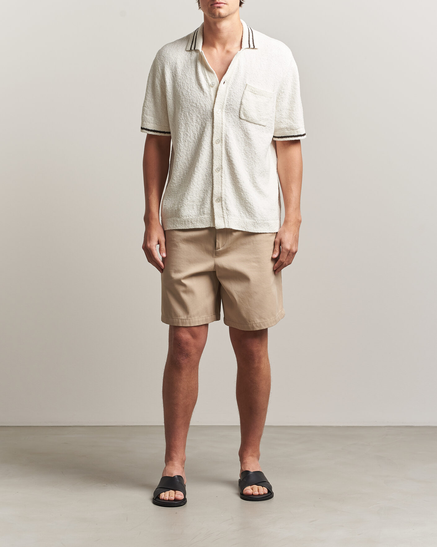 Mies | Kauluspaidat | Samsøe Samsøe | Pedro Knitted Short Sleeve Shirt Clear Cream