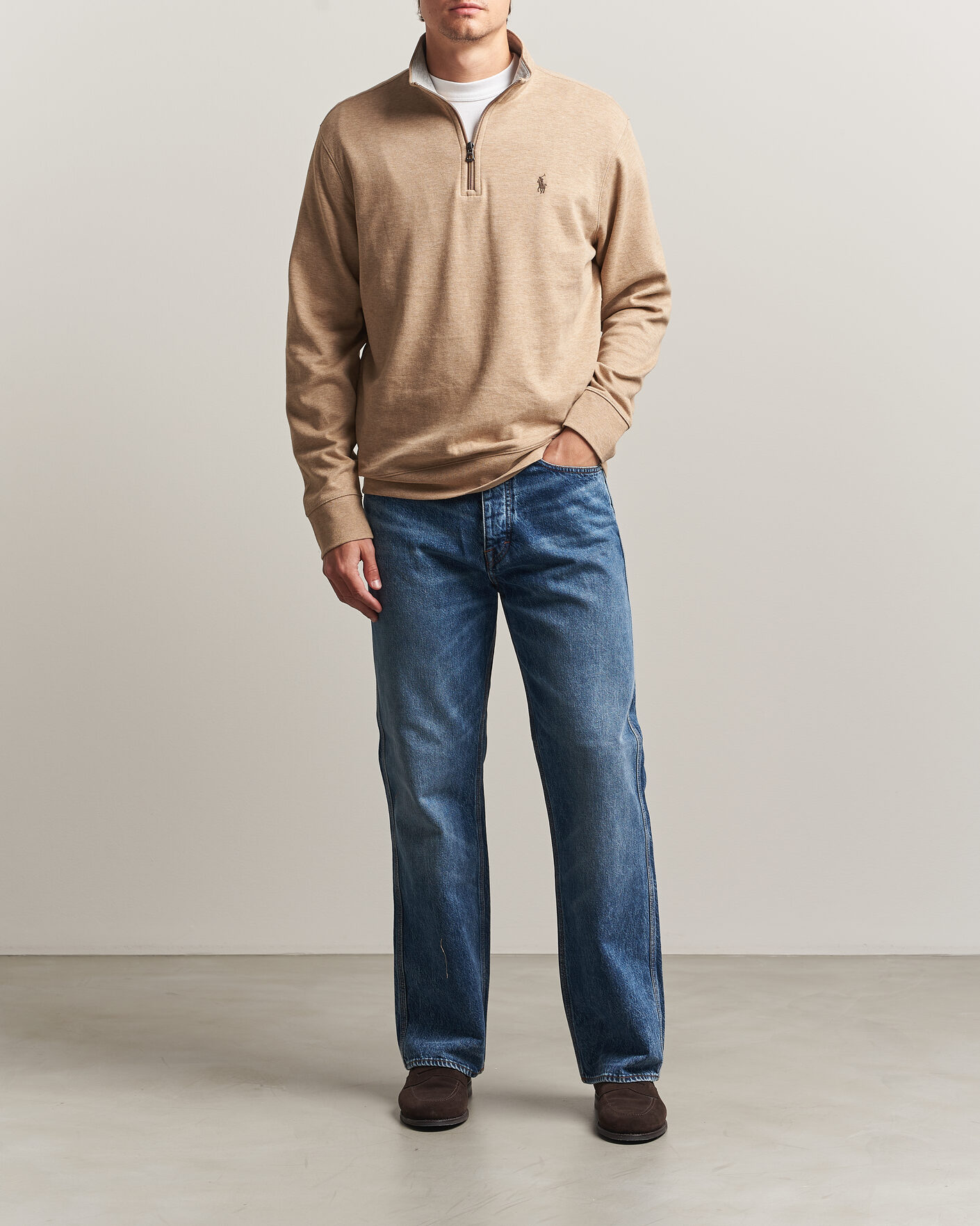 Mies | Puserot | Polo Ralph Lauren | Double Knit Half Zip Warm Brown