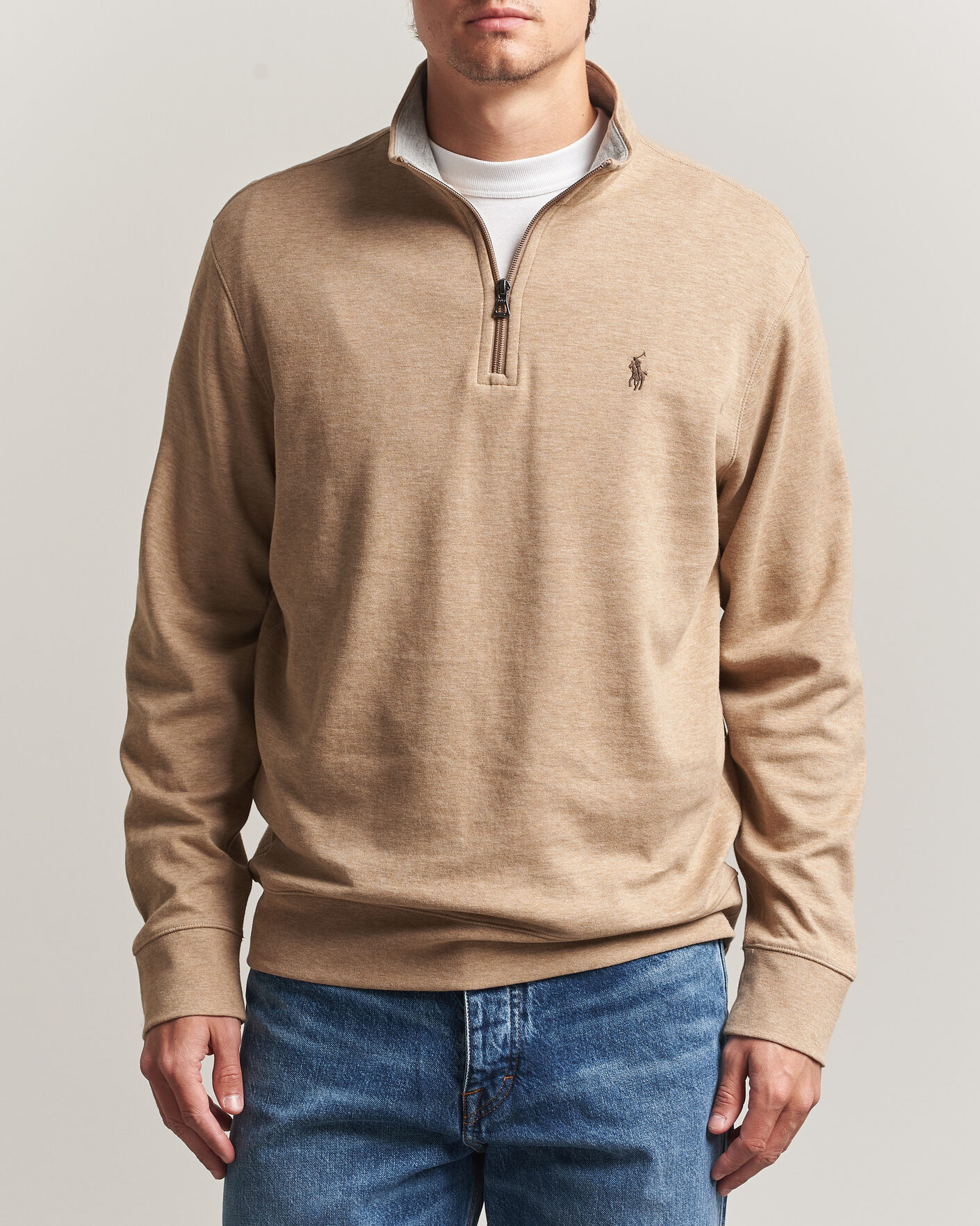 Mies | Puserot | Polo Ralph Lauren | Double Knit Half Zip Warm Brown
