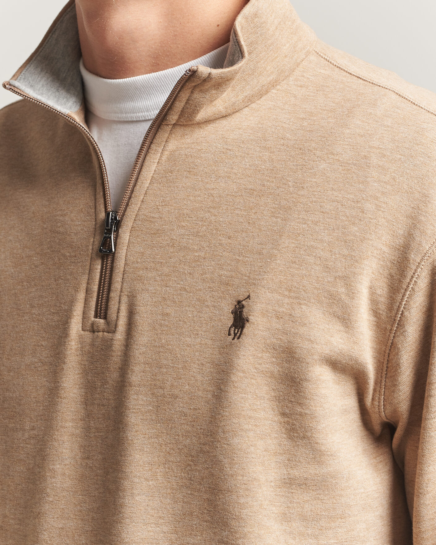 Mies | Puserot | Polo Ralph Lauren | Double Knit Half Zip Warm Brown