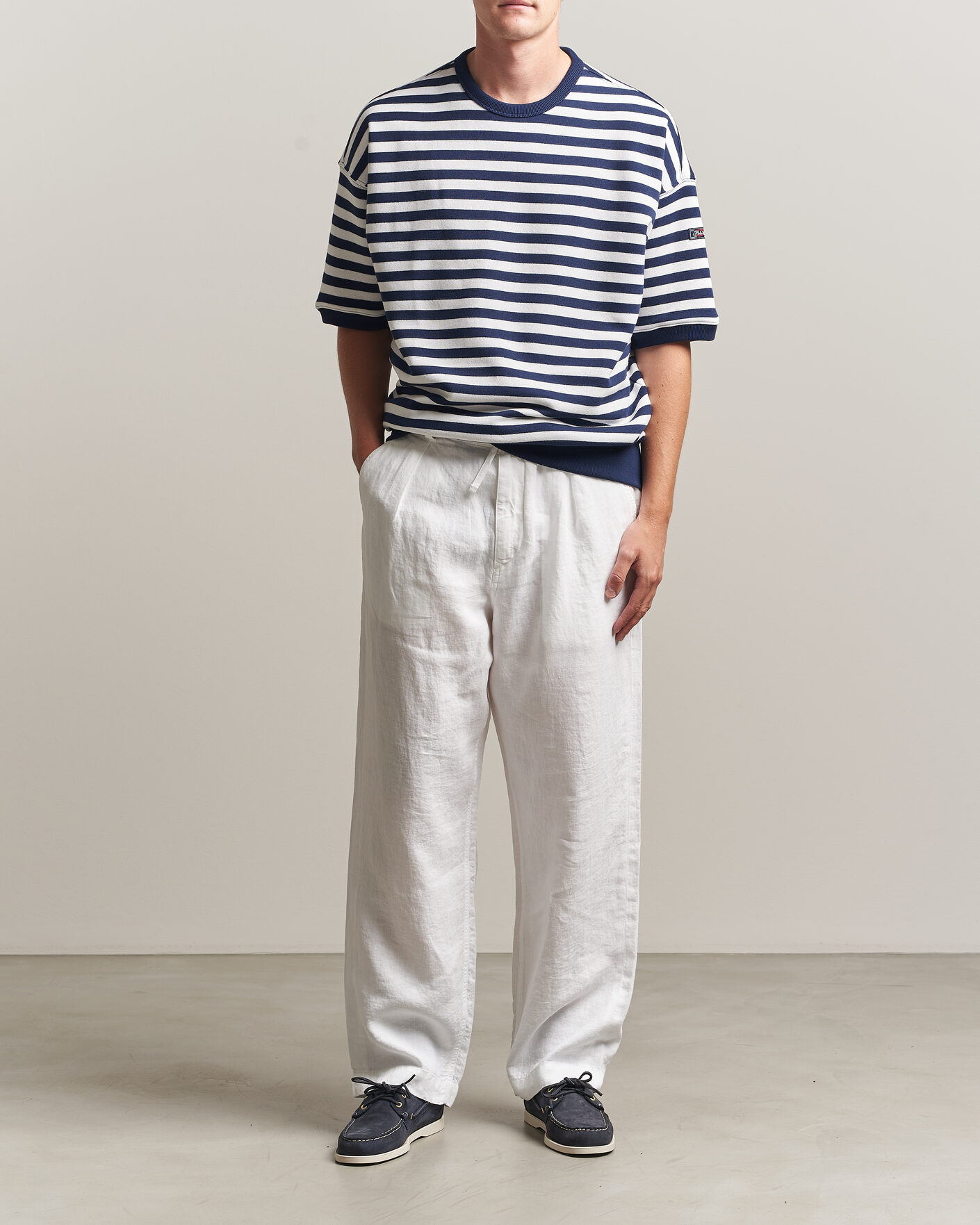 Mies | T-paidat | Polo Ralph Lauren | Striped Short Sleeve Sweater Newport Navy/White