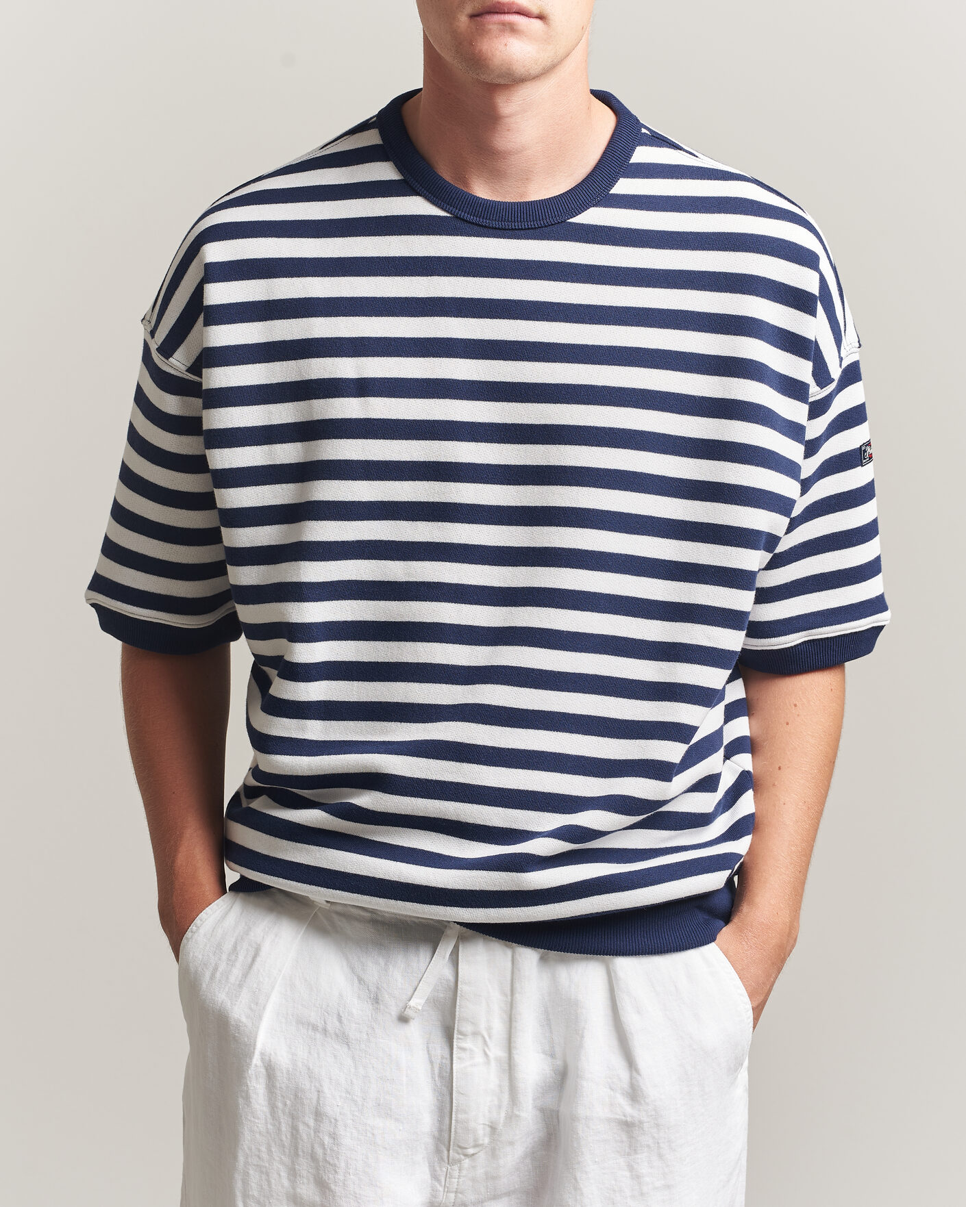 Mies | T-paidat | Polo Ralph Lauren | Striped Short Sleeve Sweater Newport Navy/White