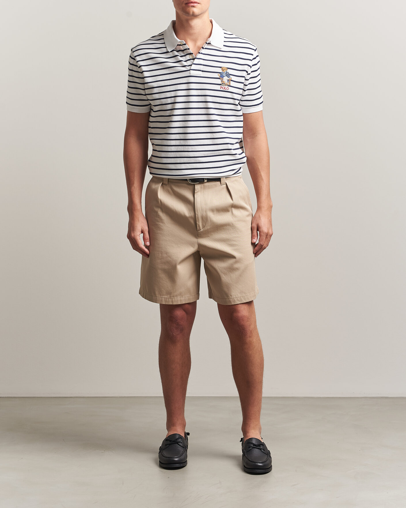 Mies | Pikeet | Polo Ralph Lauren | Newport Bear Striped Custom Slim Polo White/Navy