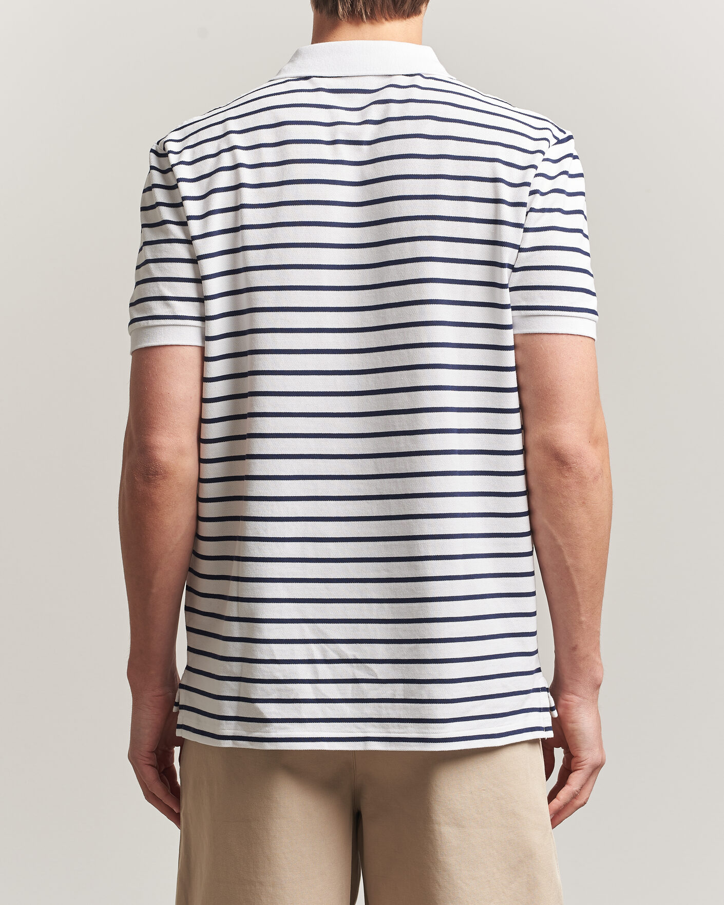 Mies | Pikeet | Polo Ralph Lauren | Newport Bear Striped Custom Slim Polo White/Navy