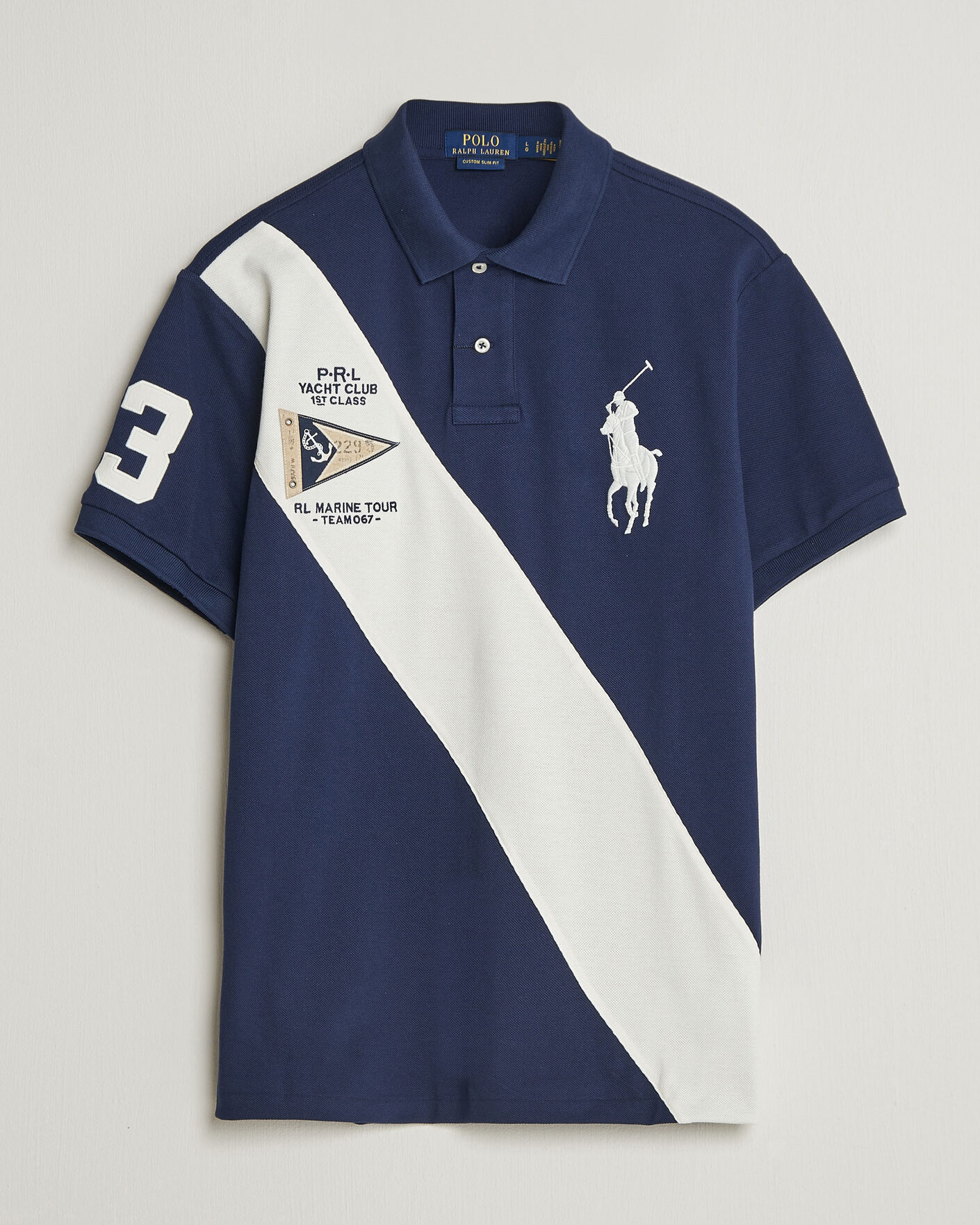 Mies | Pikeet | Polo Ralph Lauren | Custom Slim Diagonal Stipe Polo Newport Navy/Nevis