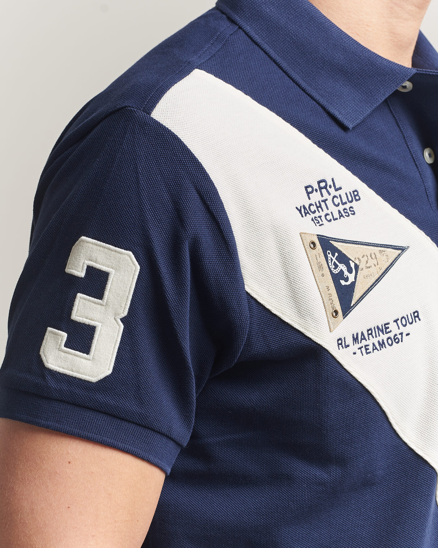 Mies | Pikeet | Polo Ralph Lauren | Custom Slim Diagonal Stipe Polo Newport Navy/Nevis