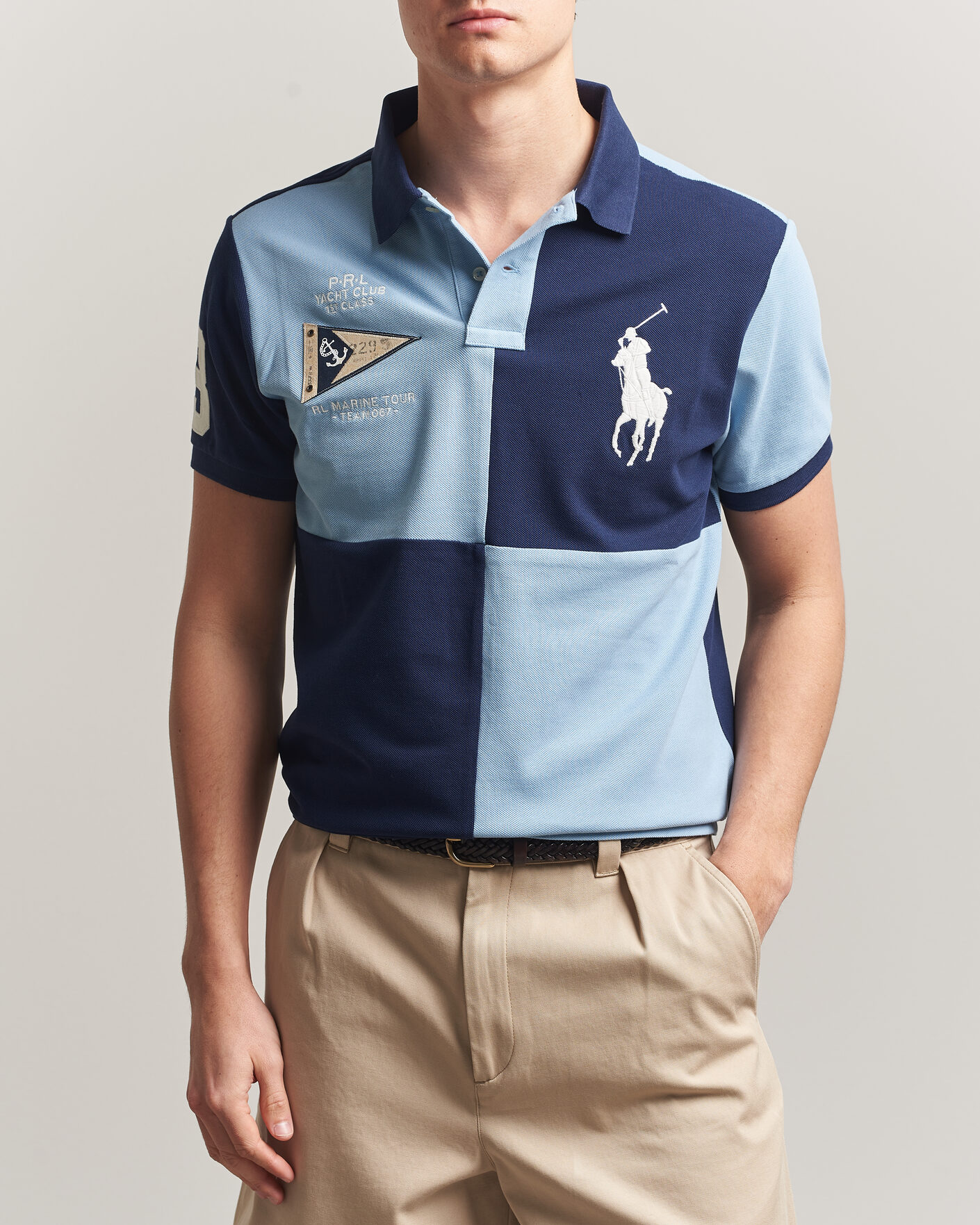 Mies | Pikeet | Polo Ralph Lauren | Custom Slim Rugby Block Polo NPT Navy/Powder Blue