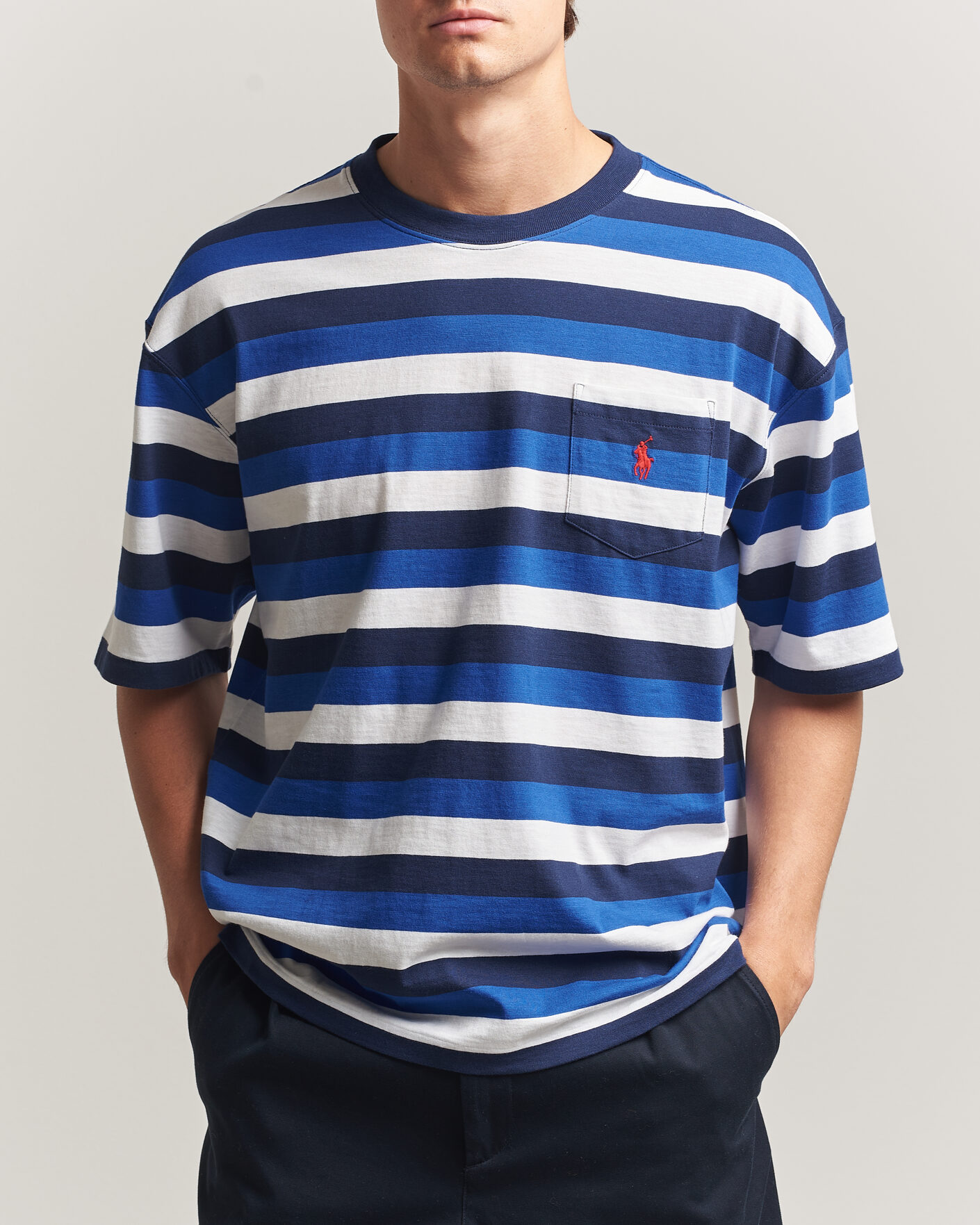 Mies | T-paidat | Polo Ralph Lauren | Striped Pocket Tee Newport Navy Multi