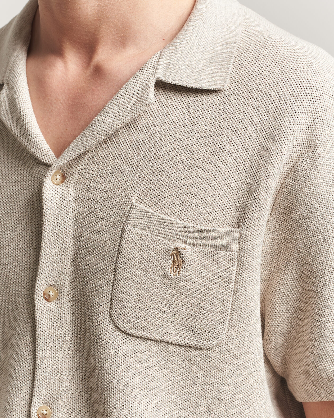 Mies | Kauluspaidat | Polo Ralph Lauren | Textured Camp Collar Cardigan Light Walnut Brown