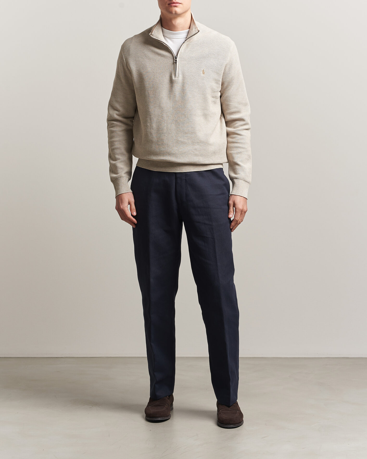 Mies | Puserot | Polo Ralph Lauren | Textued Half-Zip Light Walnut Brown Heather
