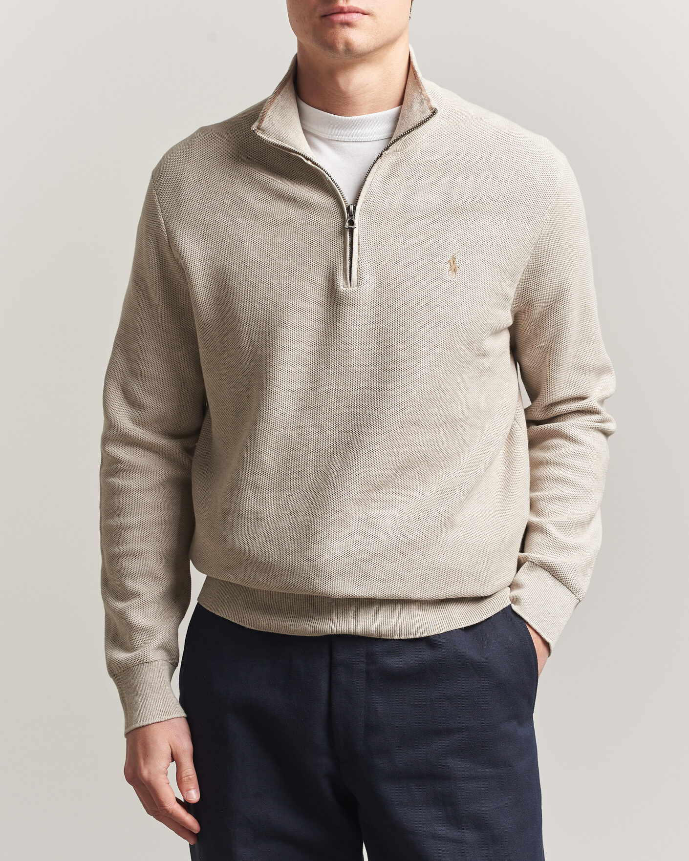 Mies | Puserot | Polo Ralph Lauren | Textued Half-Zip Light Walnut Brown Heather