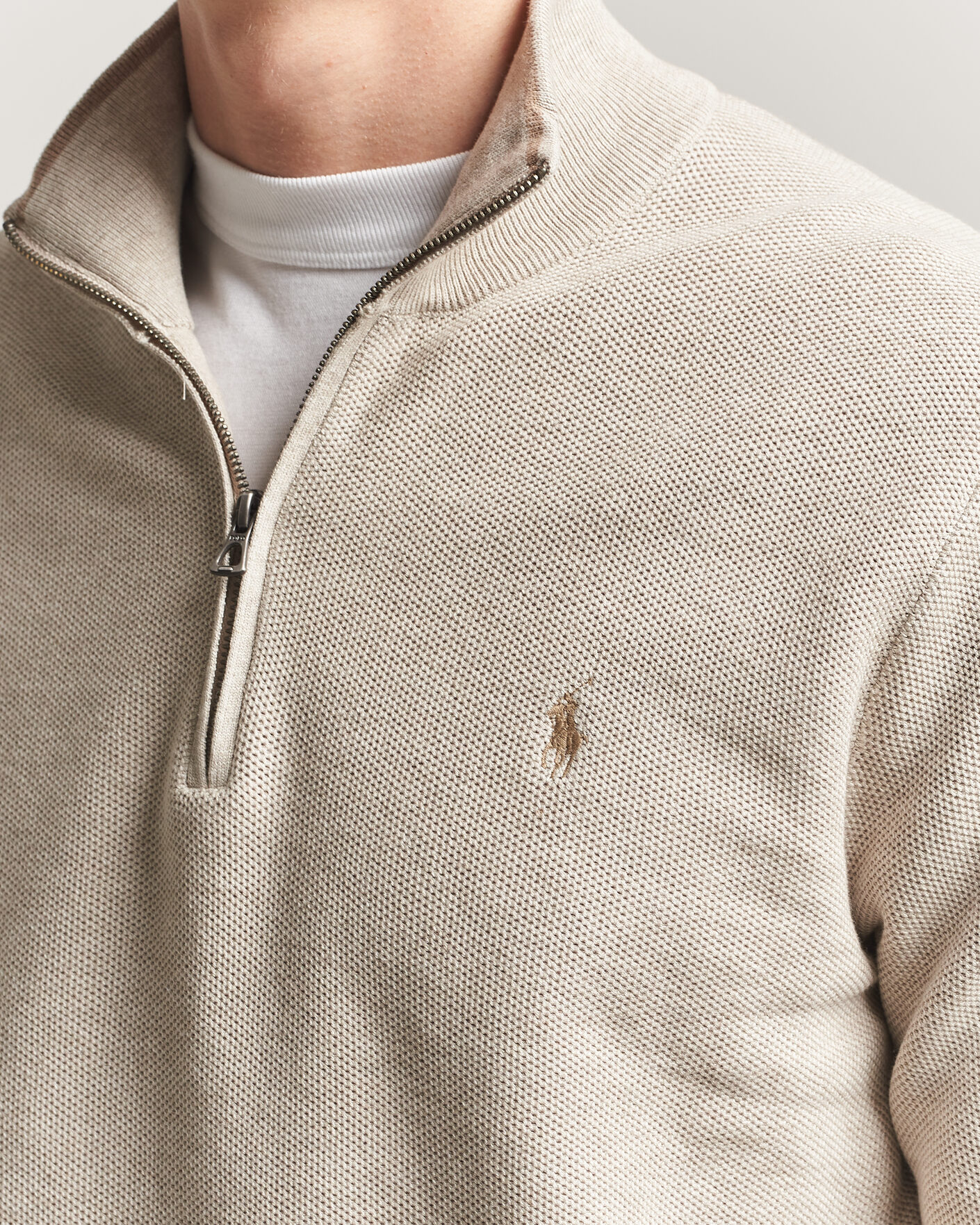 Mies | Puserot | Polo Ralph Lauren | Textued Half-Zip Light Walnut Brown Heather