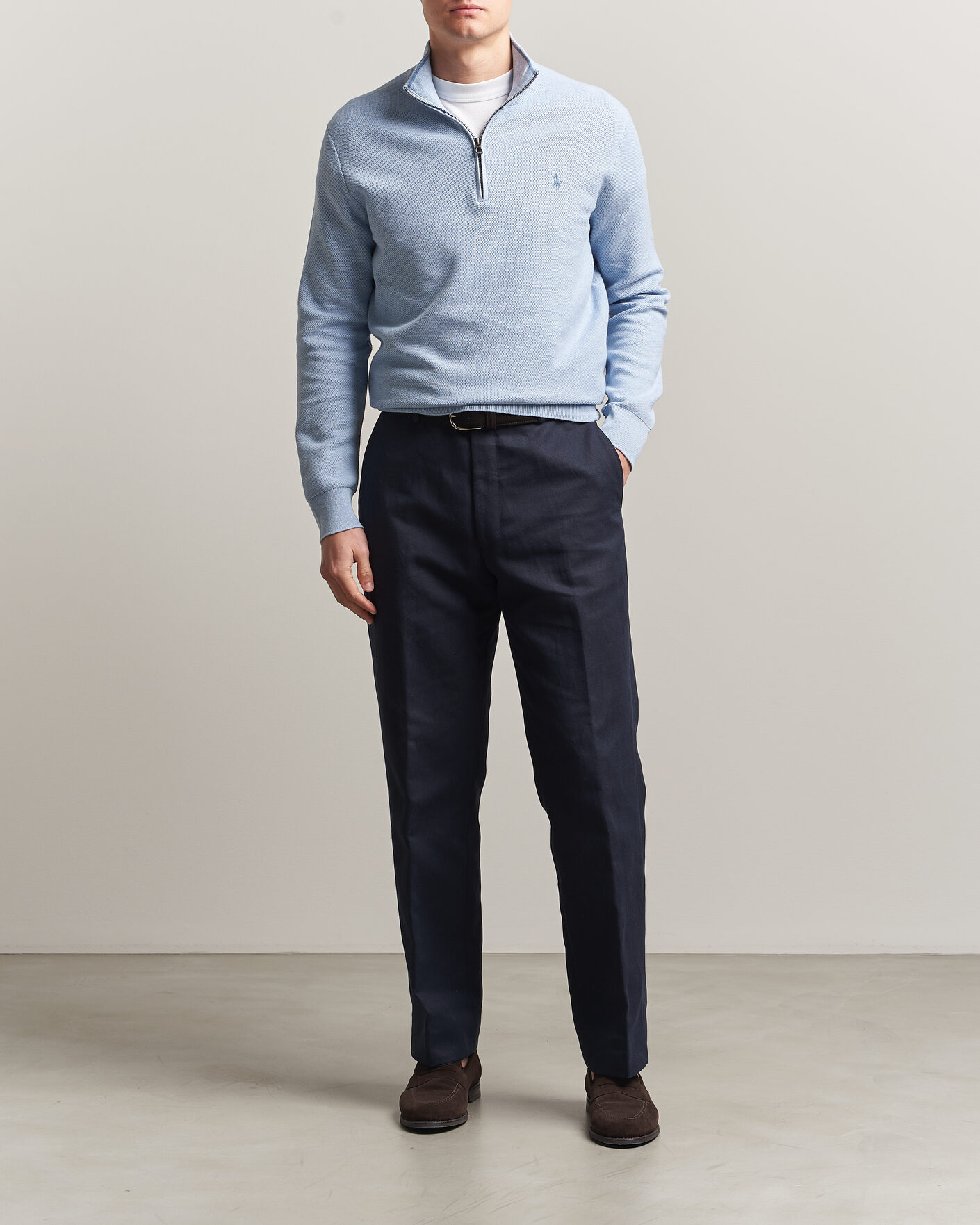 Mies | Puserot | Polo Ralph Lauren | Textured Half-Zip Blue Hyacinth Heather