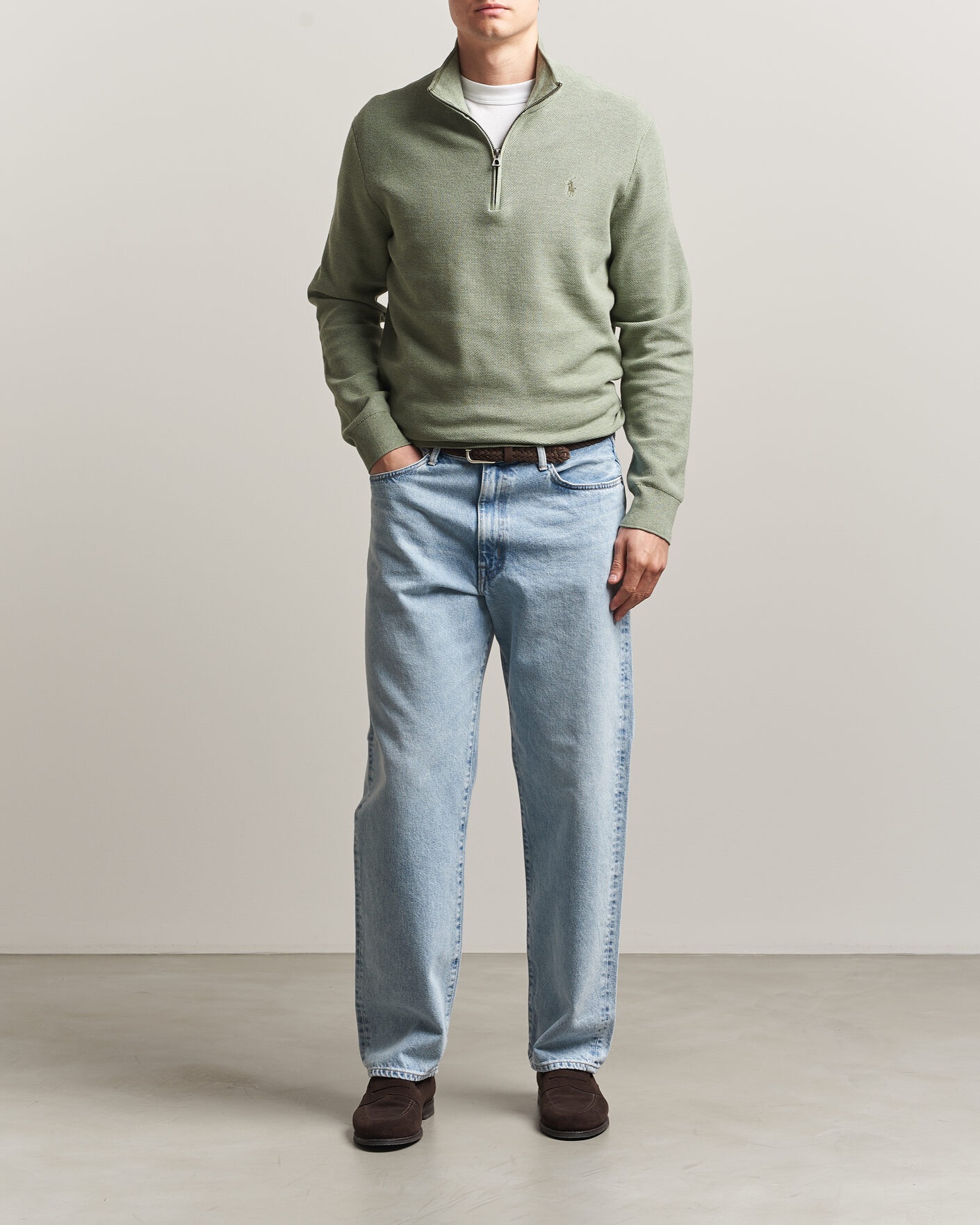 Mies | Puserot | Polo Ralph Lauren | Textured Half-Zip Fern Green Heather
