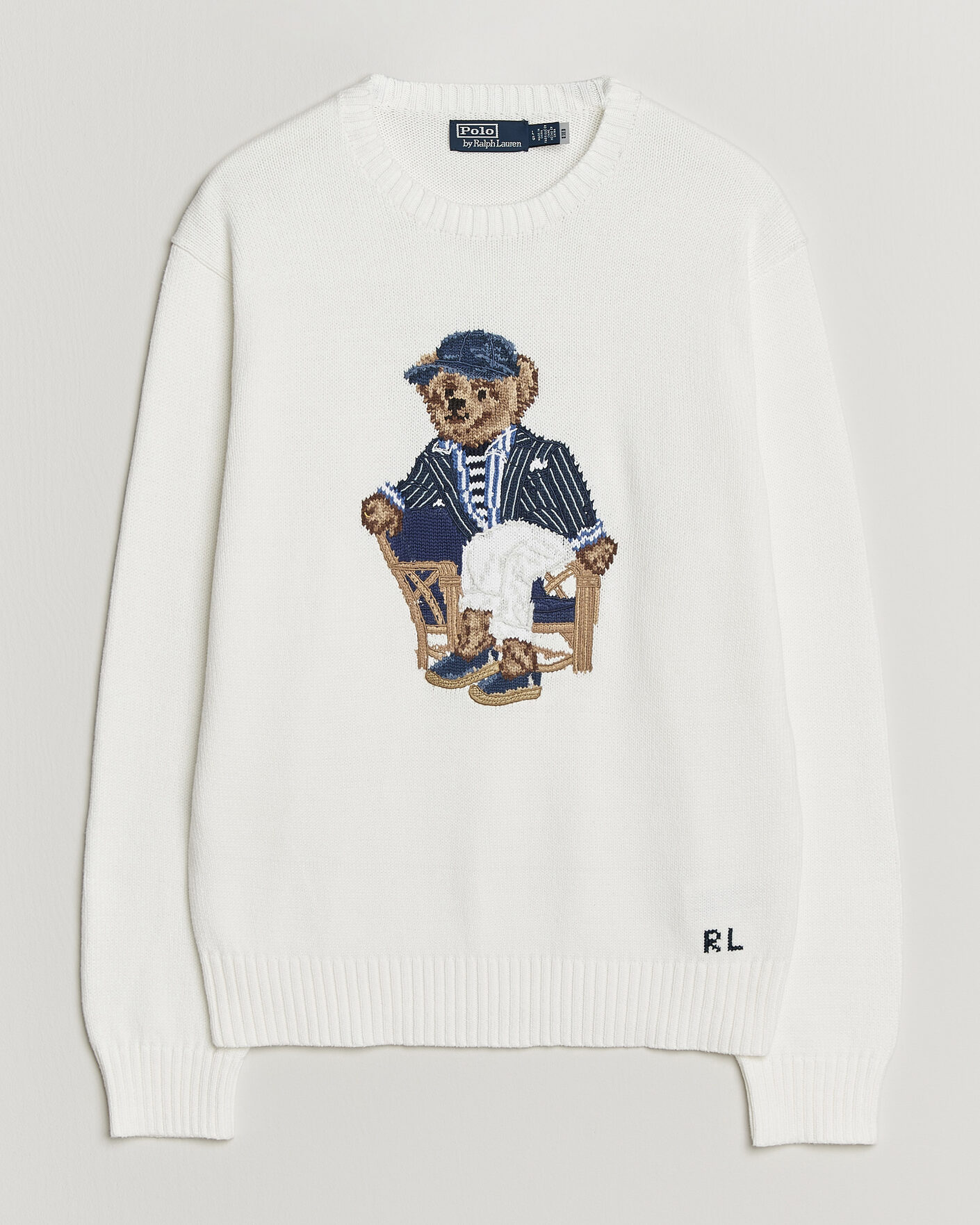Mies | Puserot | Polo Ralph Lauren | Newport Bear Cotton/Linen Sweater Deckwash White
