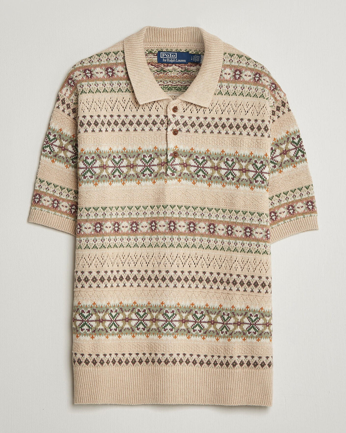 Mies | Puserot | Polo Ralph Lauren | Cotton/Linen Fairisle Polo Tan Combo