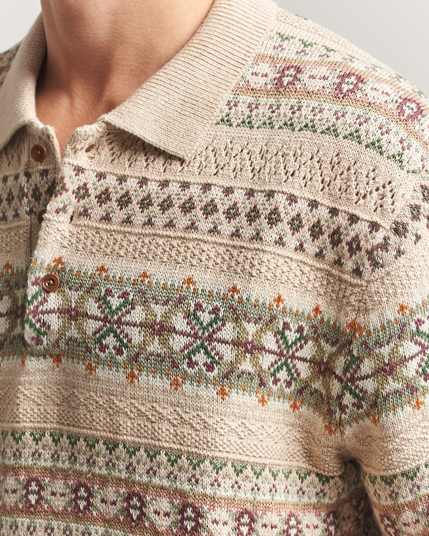 Mies | Puserot | Polo Ralph Lauren | Cotton/Linen Fairisle Polo Tan Combo