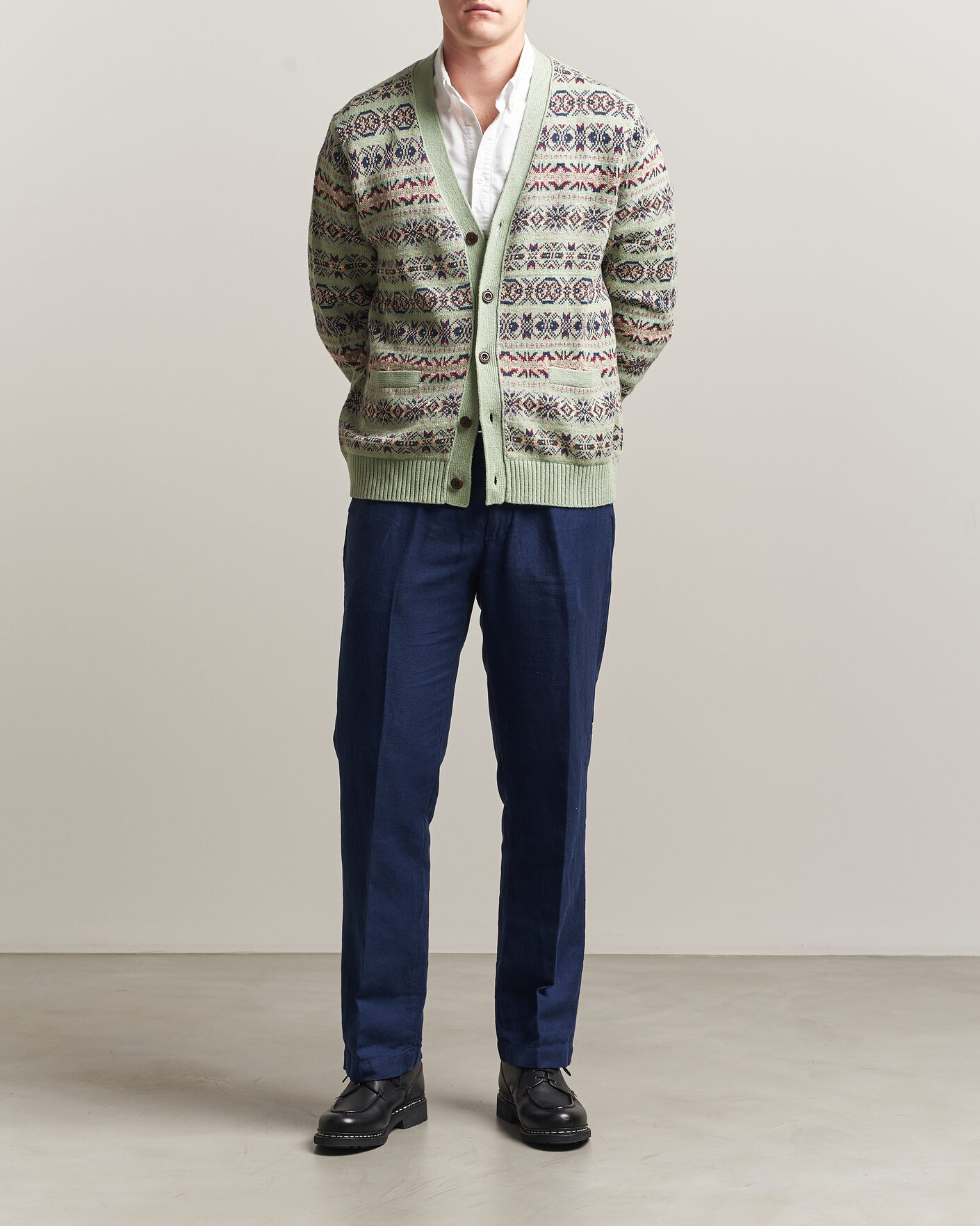 Mies | Puserot | Polo Ralph Lauren | Cotton/Linen Fairisle Cardigan Green Combo