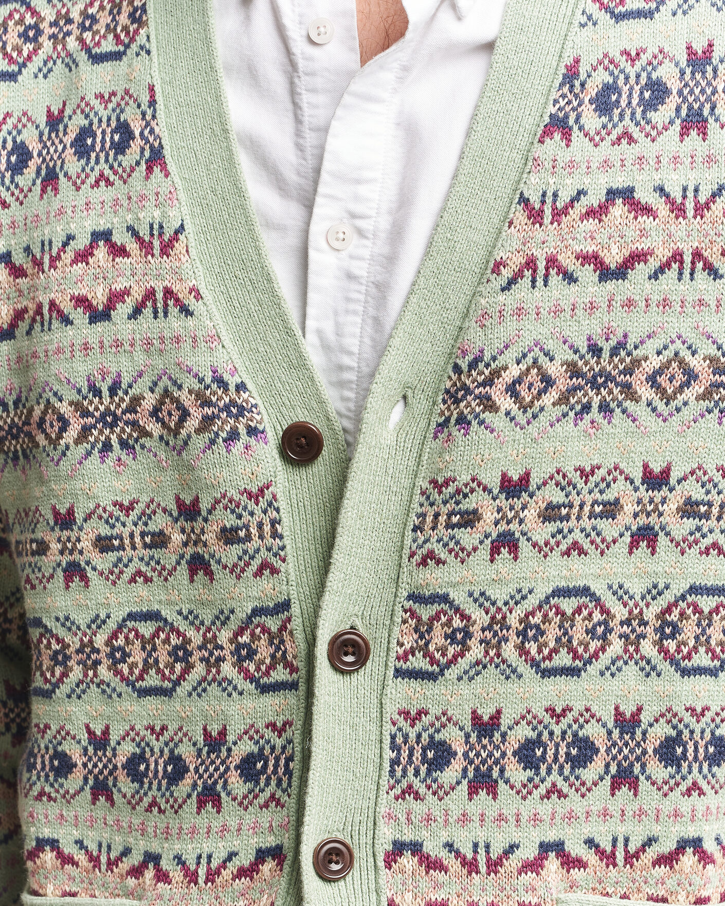 Mies | Puserot | Polo Ralph Lauren | Cotton/Linen Fairisle Cardigan Green Combo