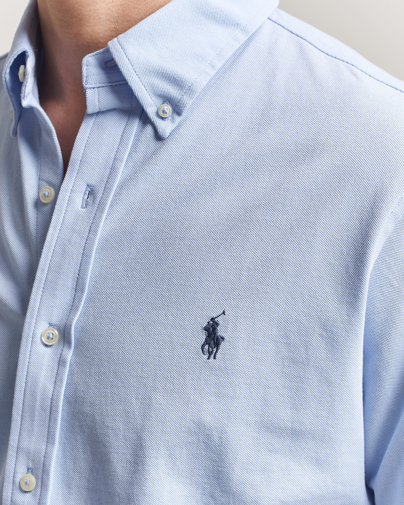 Mies | Kauluspaidat | Polo Ralph Lauren | Featherweight Mesh Shirt Pebble Blue