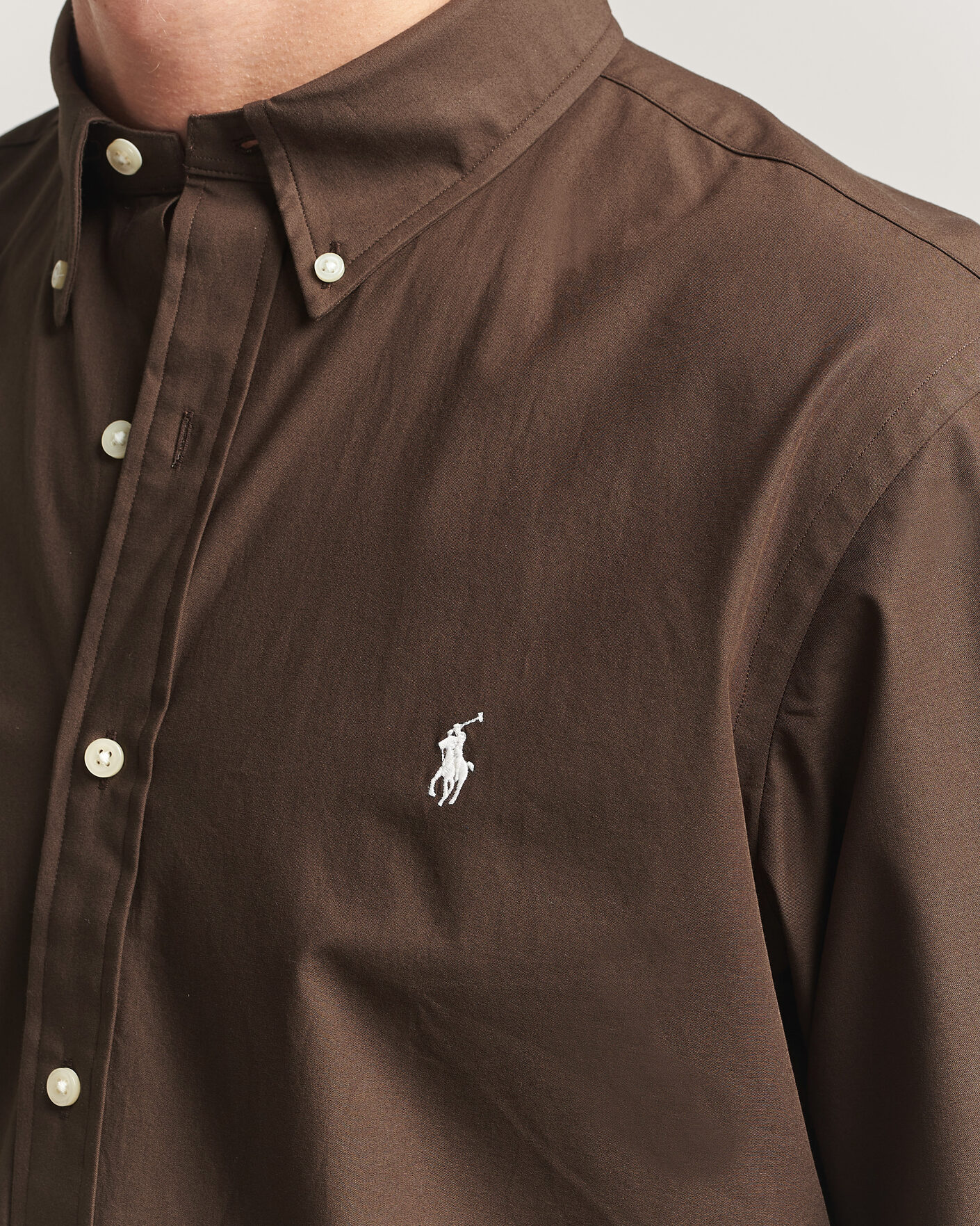 Mies | Kauluspaidat | Polo Ralph Lauren | Custom Fit Poplin Shirt Nutmeg Brown