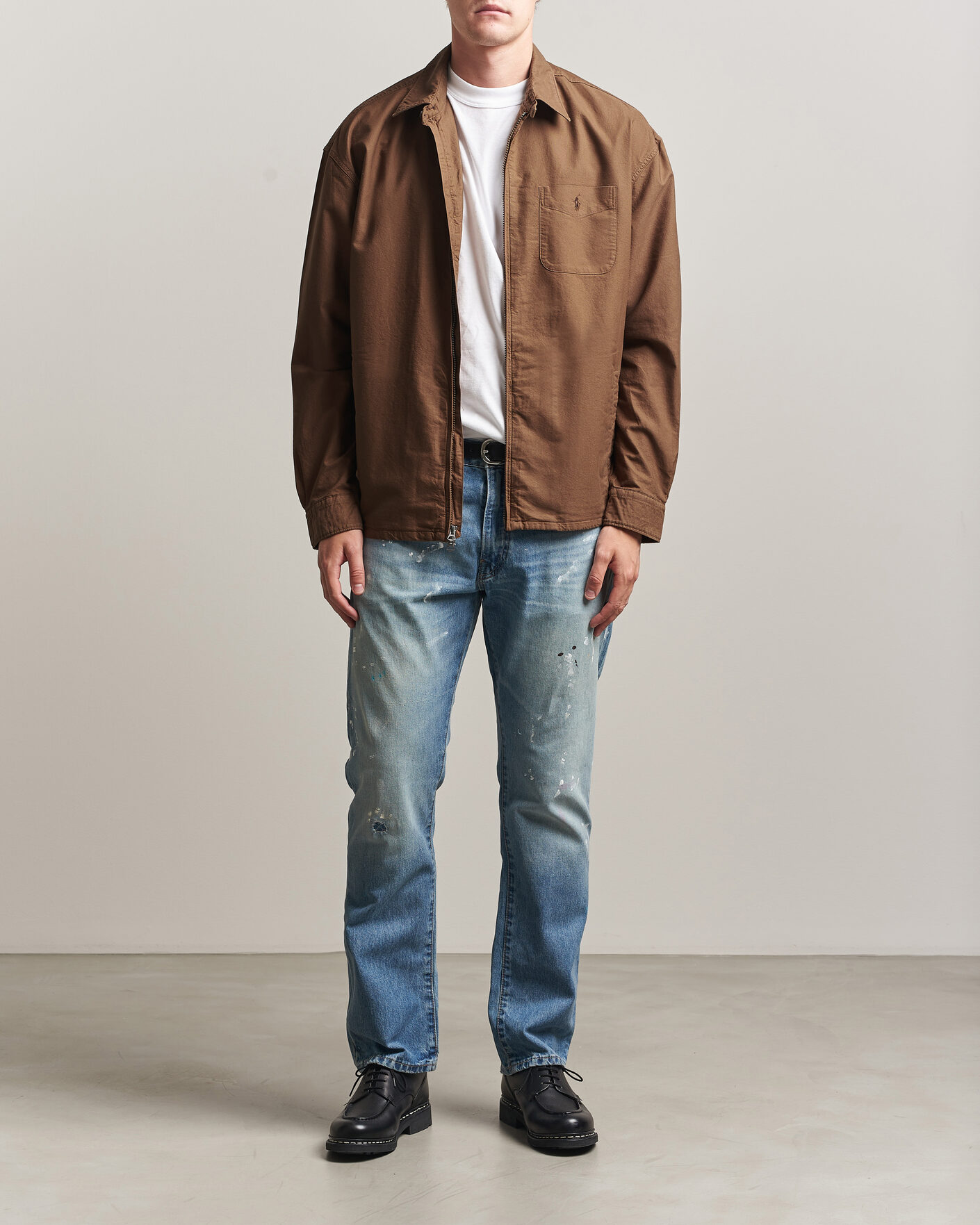 Mies | Kauluspaidat | Polo Ralph Lauren | Osaca Oxford Zip Overshirt Chestnut