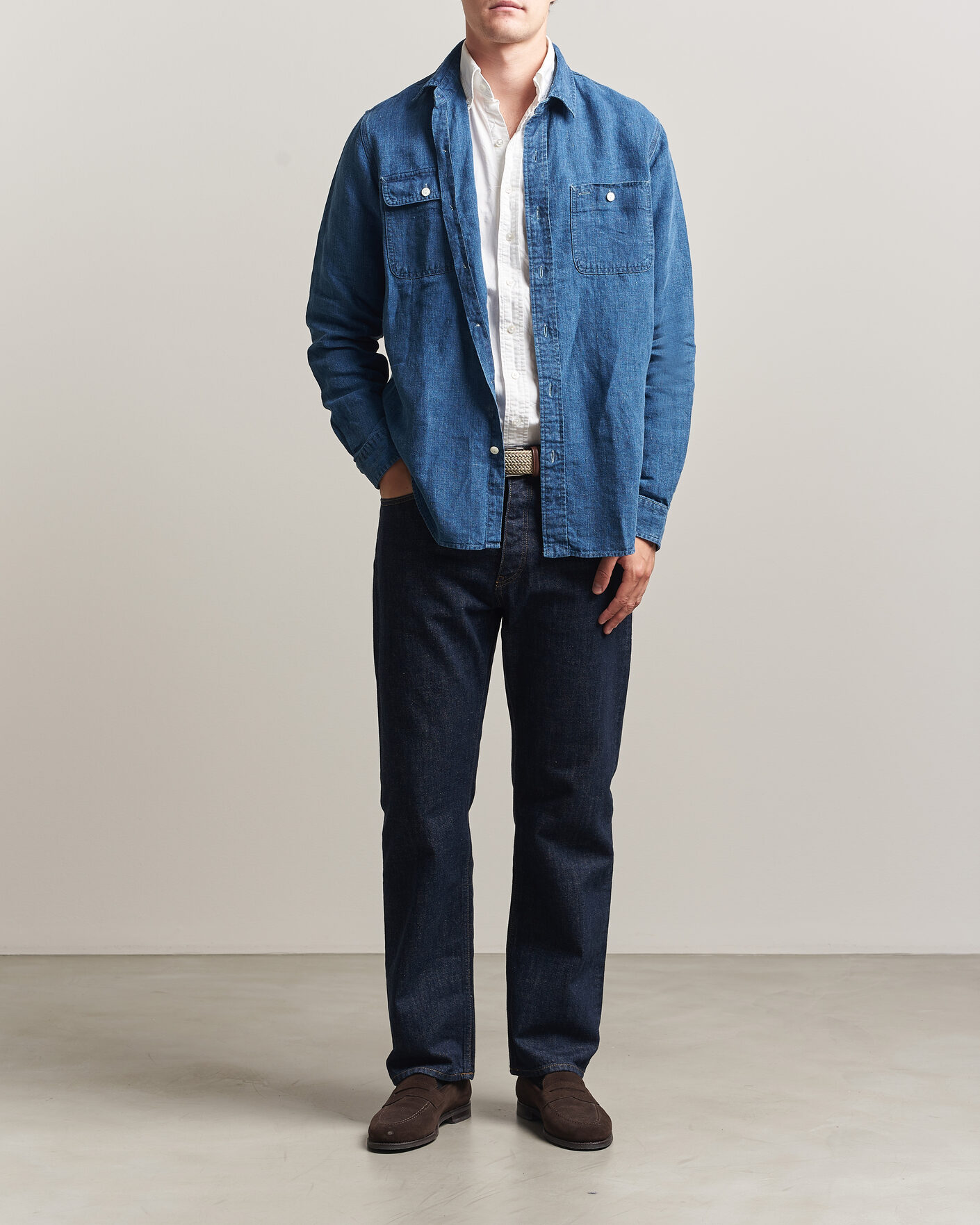 Mies | Kauluspaidat | Polo Ralph Lauren | Indigo/Linen Western Shirt Medium Wash