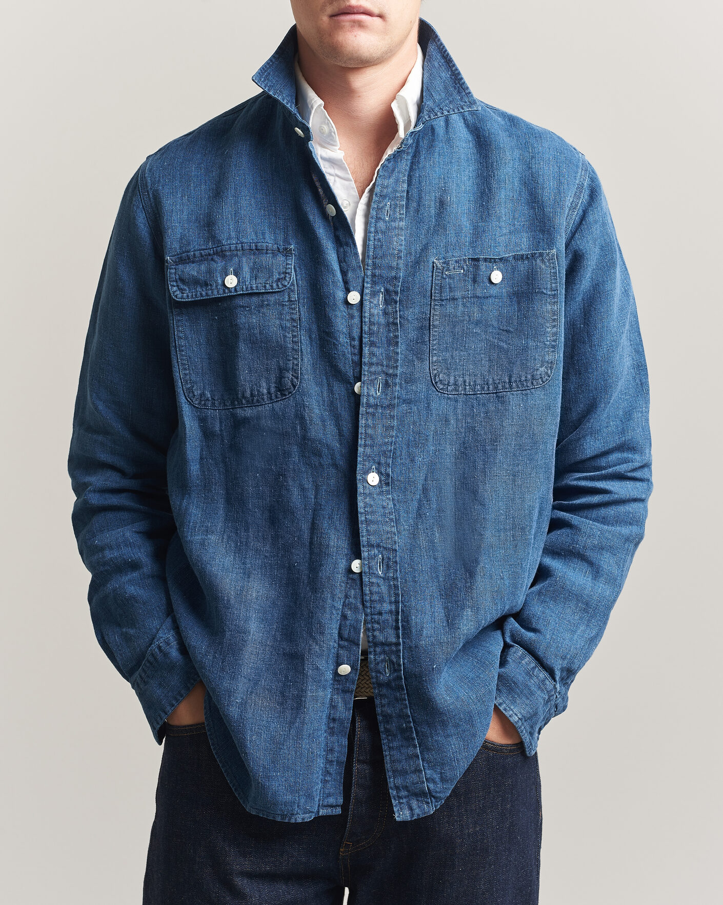 Mies | Kauluspaidat | Polo Ralph Lauren | Indigo/Linen Western Shirt Medium Wash