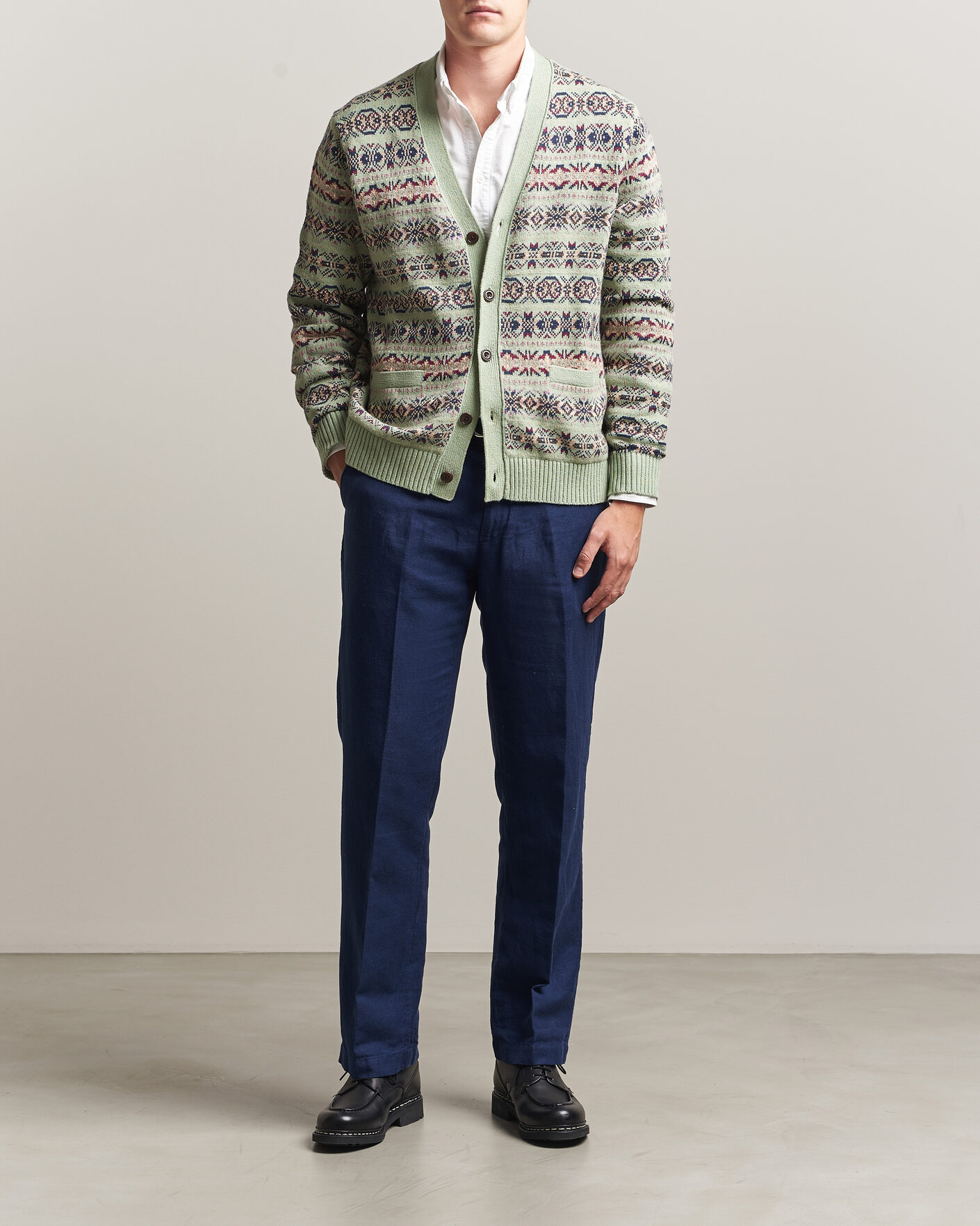 Mies | Housut | Polo Ralph Lauren | Cotton/Linen Houndstooth Pants Newport Navy