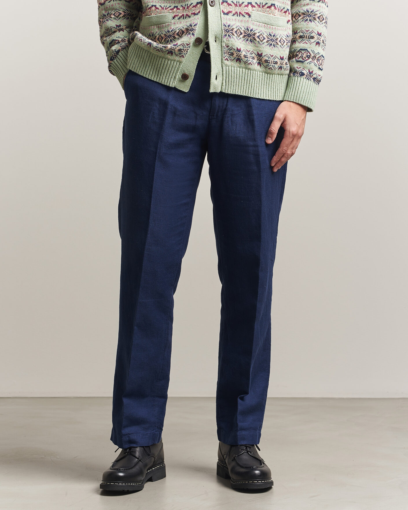 Mies | Housut | Polo Ralph Lauren | Cotton/Linen Houndstooth Pants Newport Navy