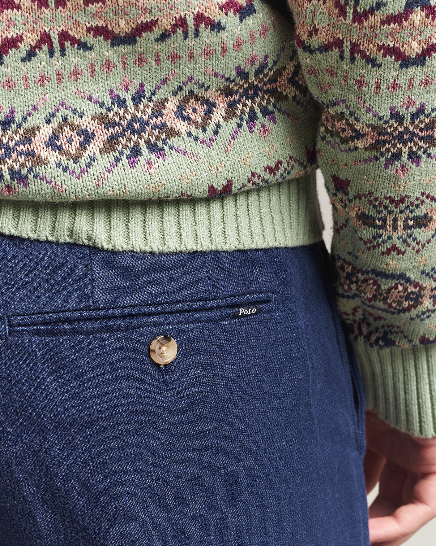 Mies | Housut | Polo Ralph Lauren | Cotton/Linen Houndstooth Pants Newport Navy
