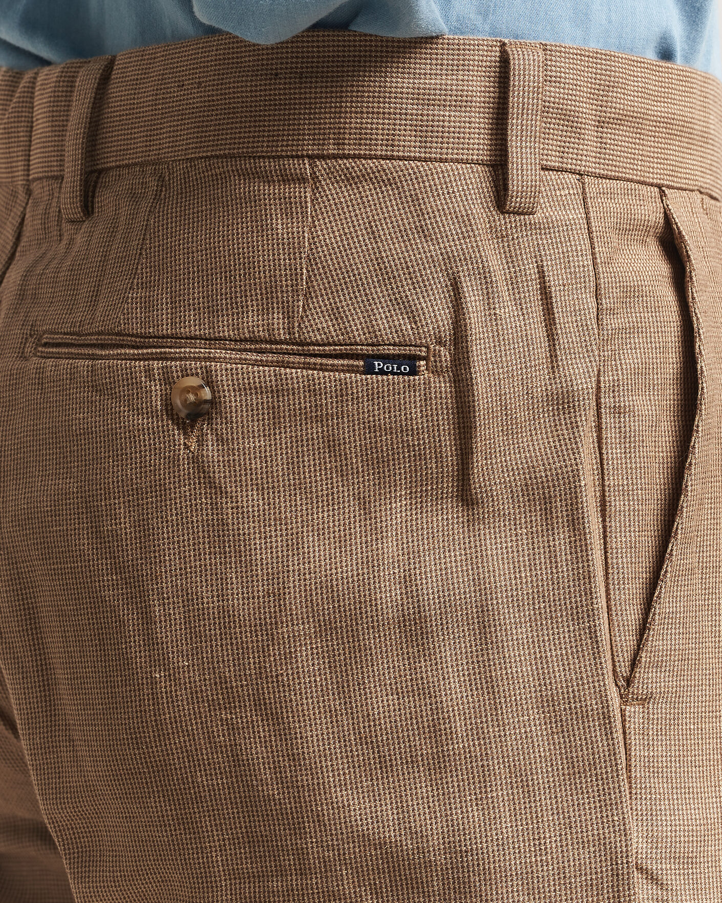 Mies | Housut | Polo Ralph Lauren | Cotton/Linen Houndstooth Pants Vintage Khaki