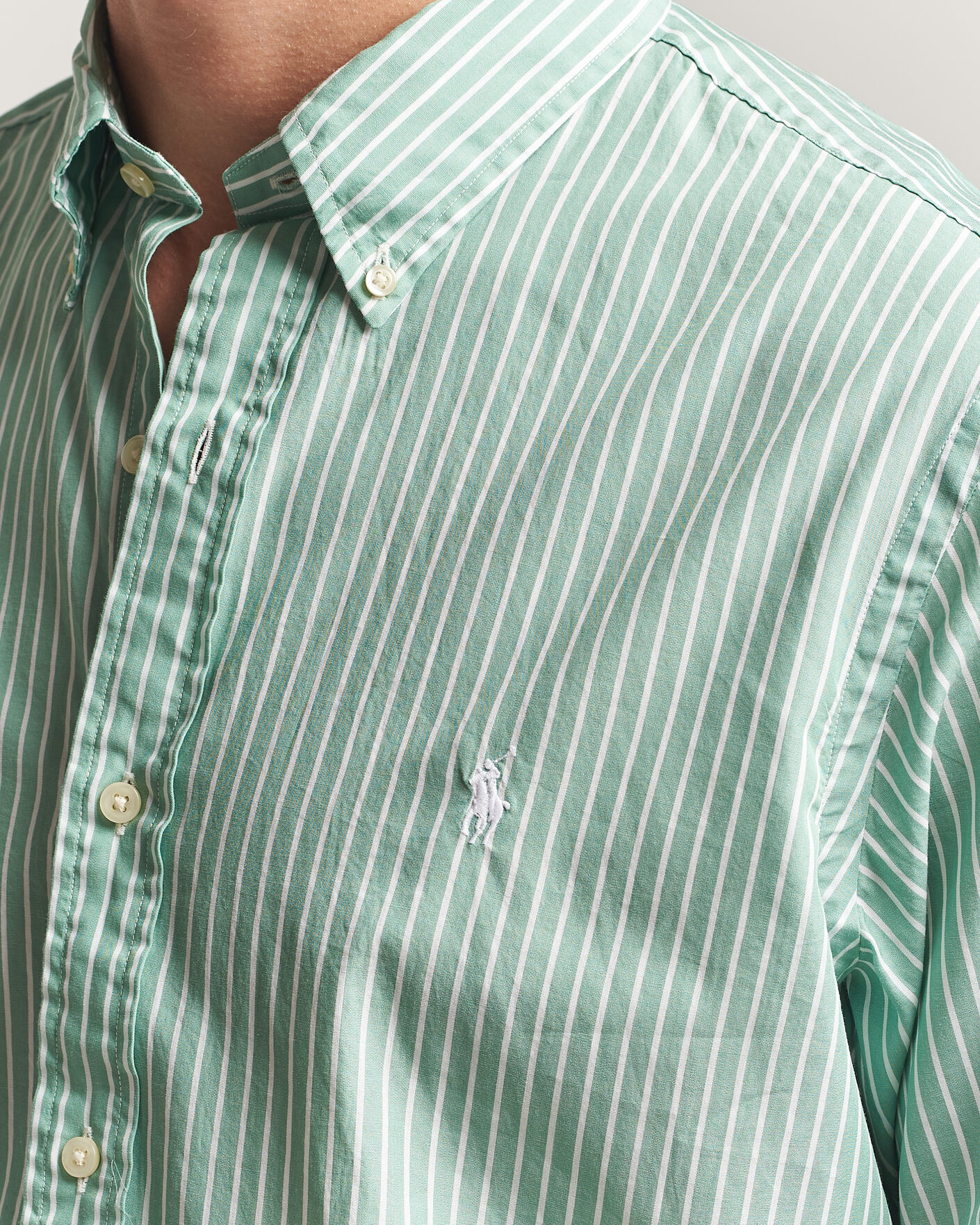 Mies | Kauluspaidat | Polo Ralph Lauren | Custom Fit Stripe Poplin Shirt Faded Mint