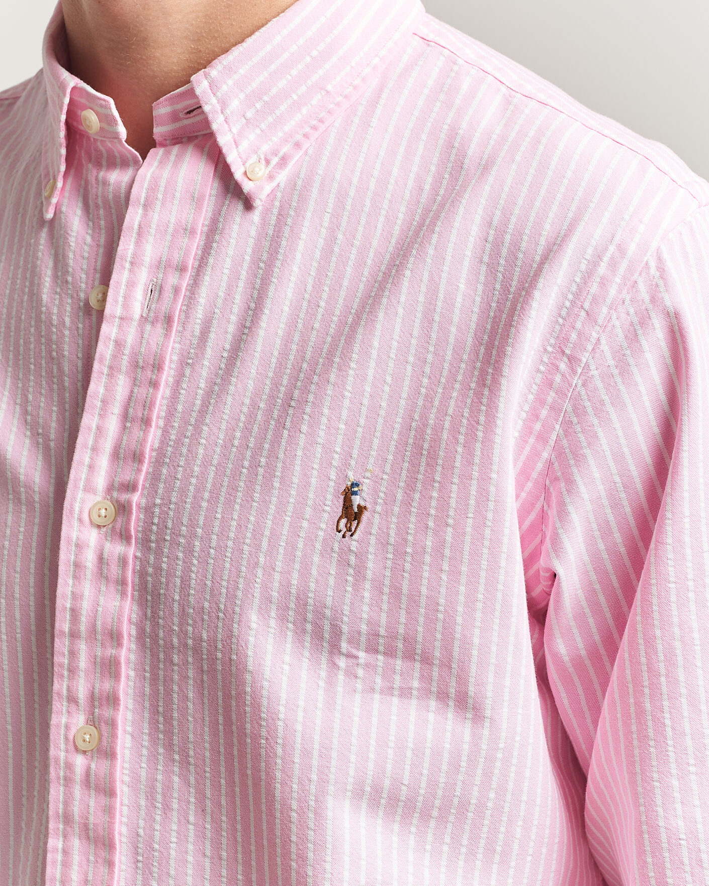 Mies | Kauluspaidat | Polo Ralph Lauren | Custom Fit Seersucker/Oxford Stripe Shirt New Rose