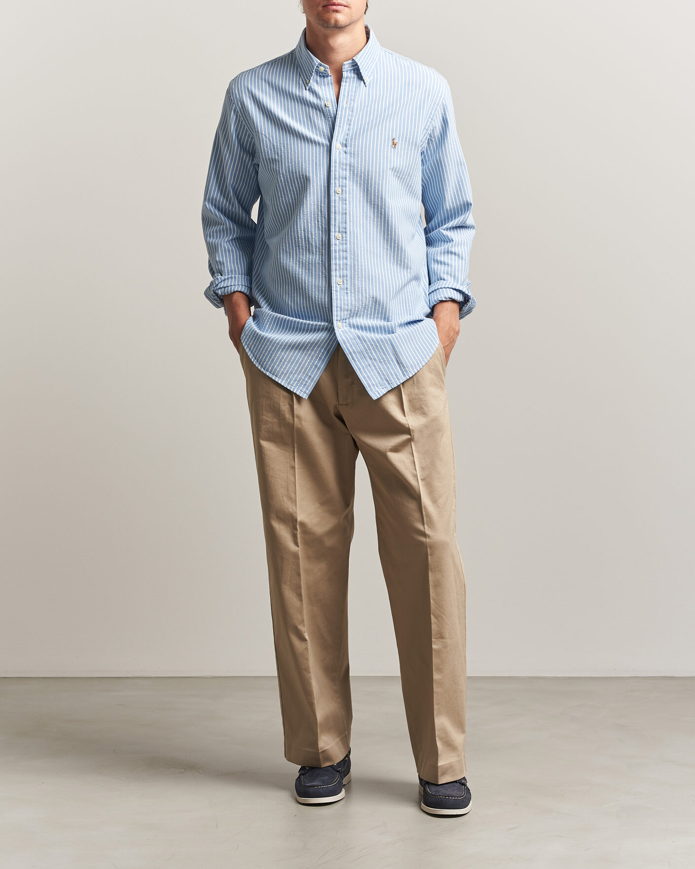 Mies | Kauluspaidat | Polo Ralph Lauren | Custom Fit Seersucker/Oxford Stripe Shirt Blue