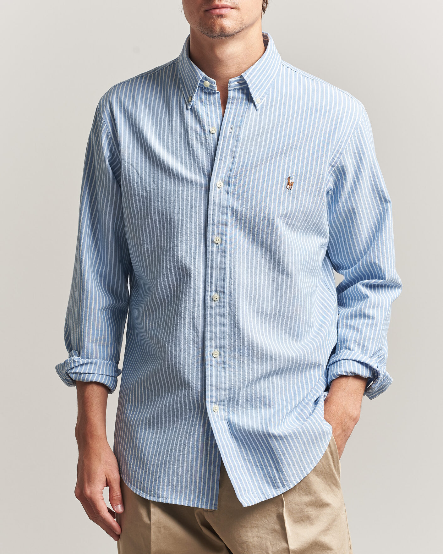 Mies | Kauluspaidat | Polo Ralph Lauren | Custom Fit Seersucker/Oxford Stripe Shirt Blue