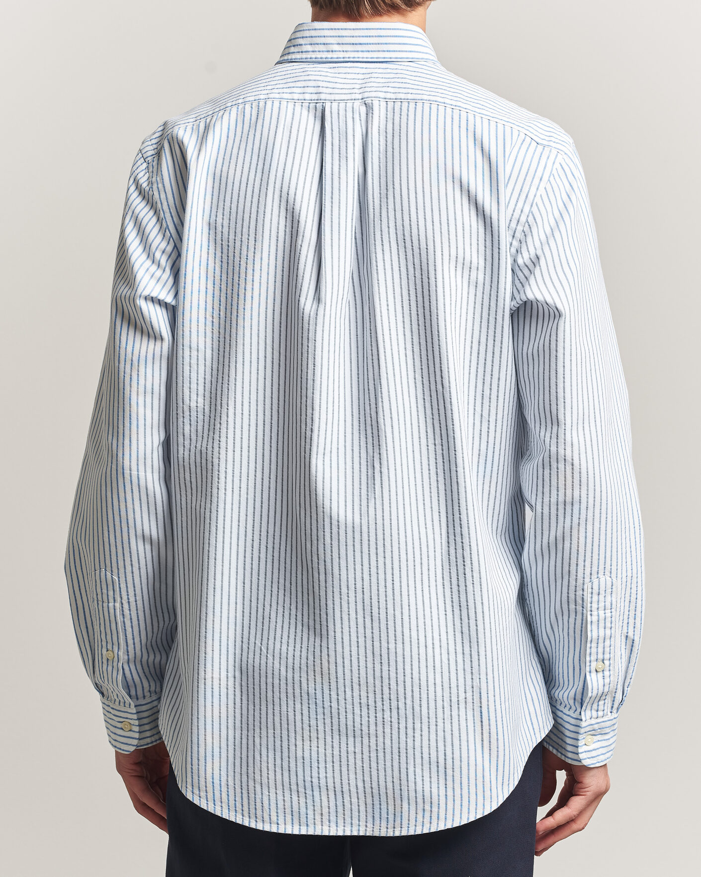 Mies | Kauluspaidat | Polo Ralph Lauren | Custom Fit Seersucker/Oxford Stripe Shirt White/Blue