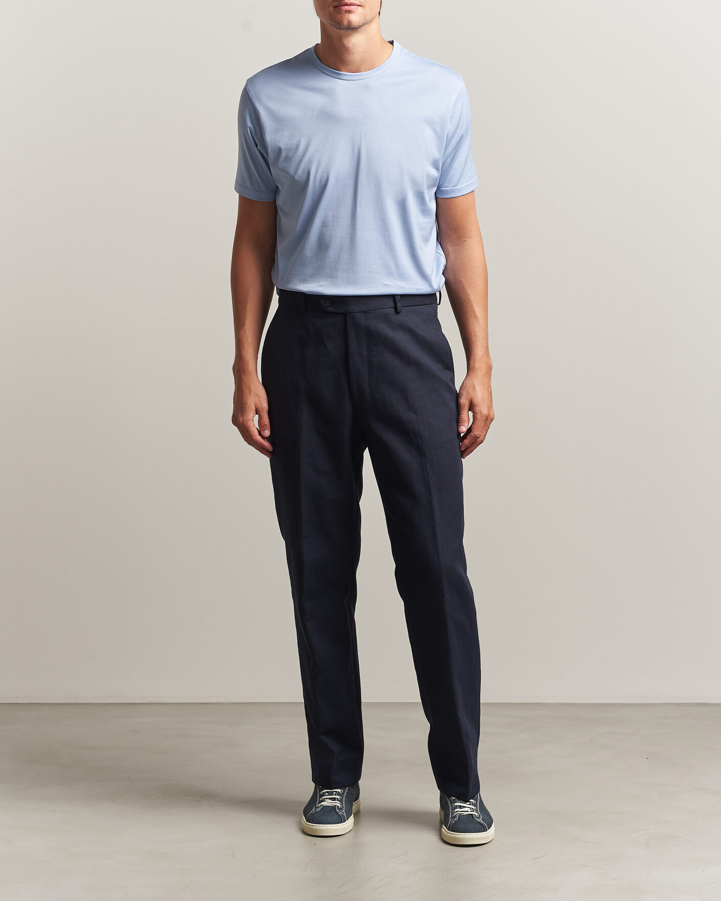 Mies | T-paidat | Sunspel | Crew Neck Q82 Cotton T-Shirt Sky Blue