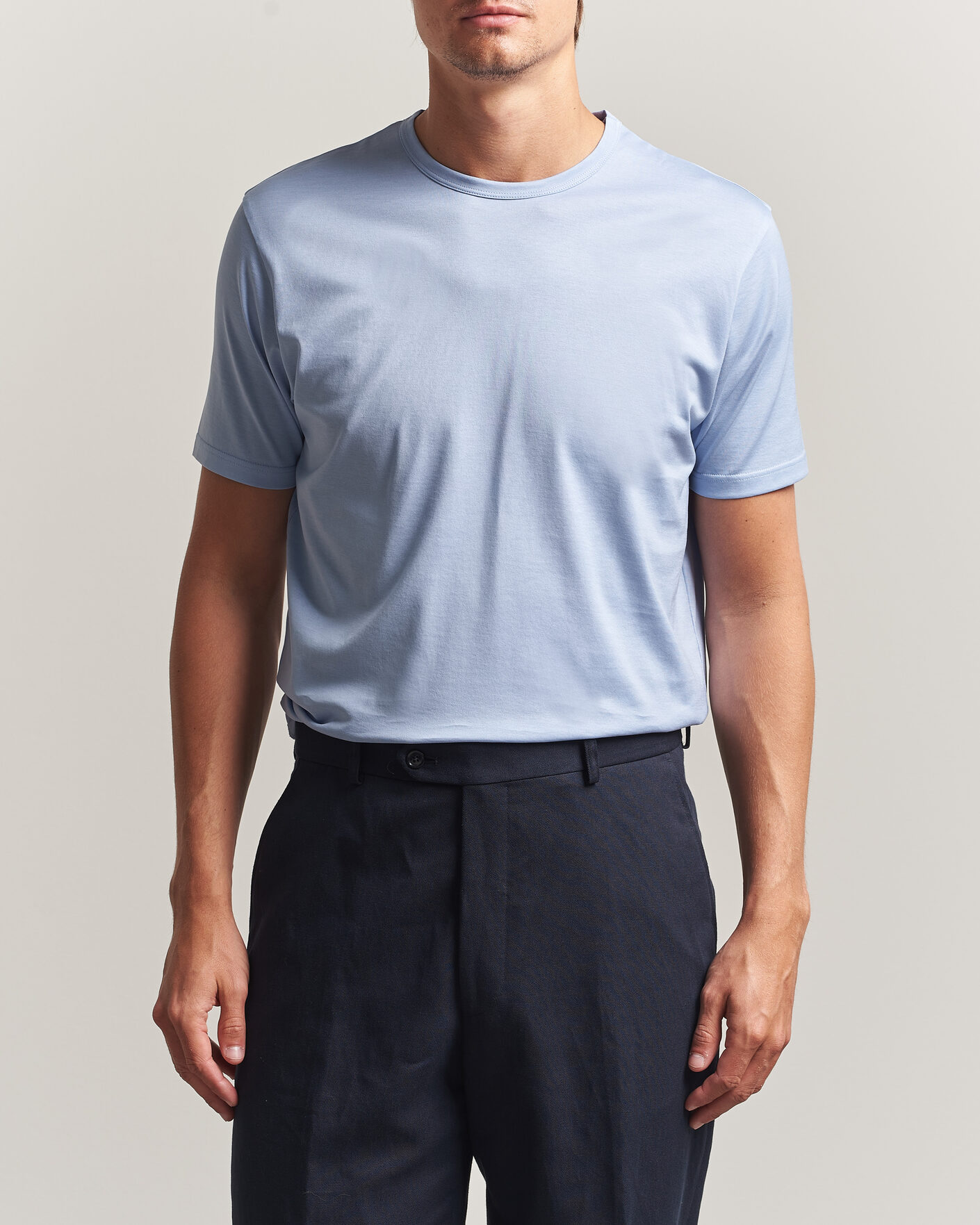 Mies | T-paidat | Sunspel | Crew Neck Q82 Cotton T-Shirt Sky Blue