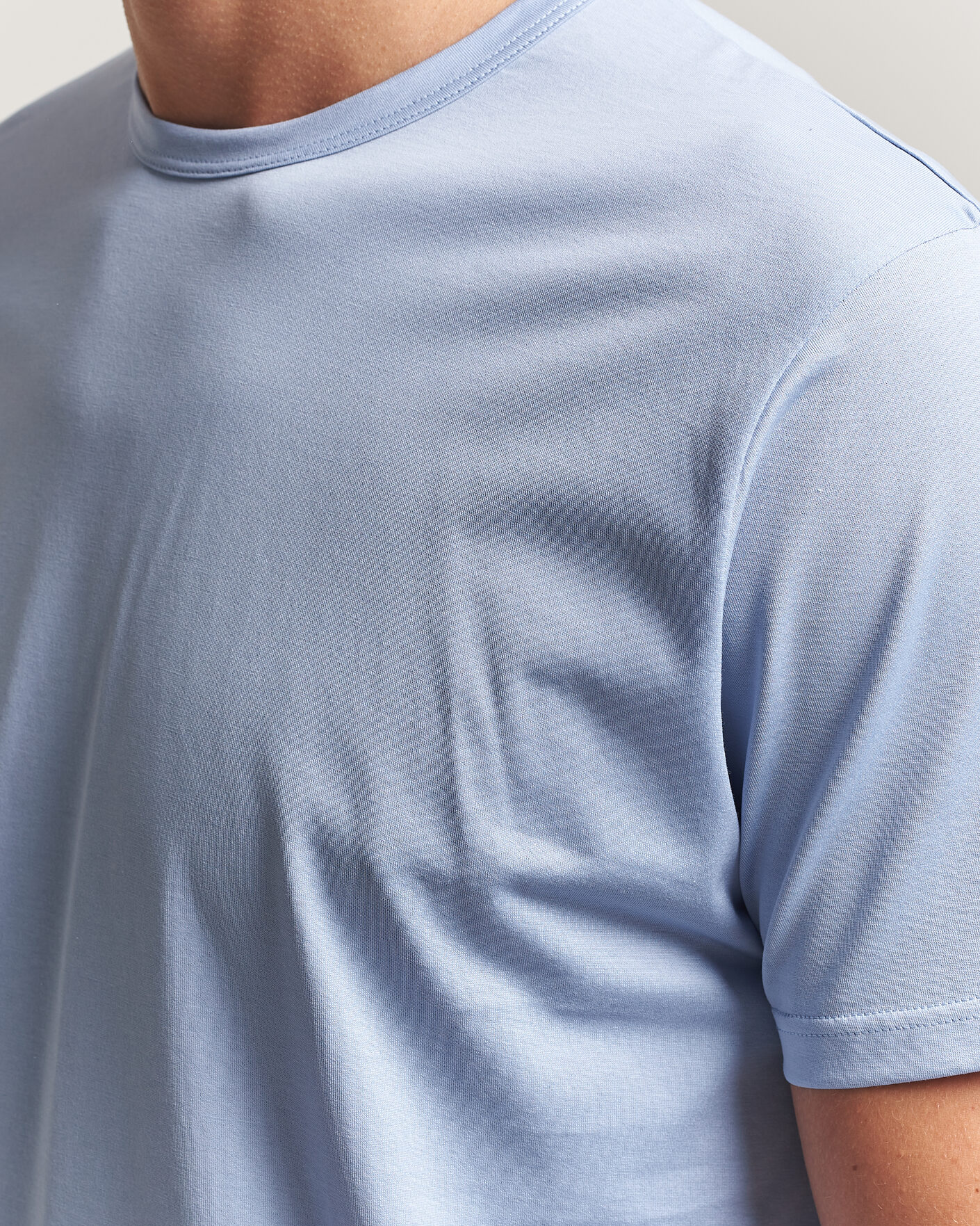Mies | T-paidat | Sunspel | Crew Neck Q82 Cotton T-Shirt Sky Blue