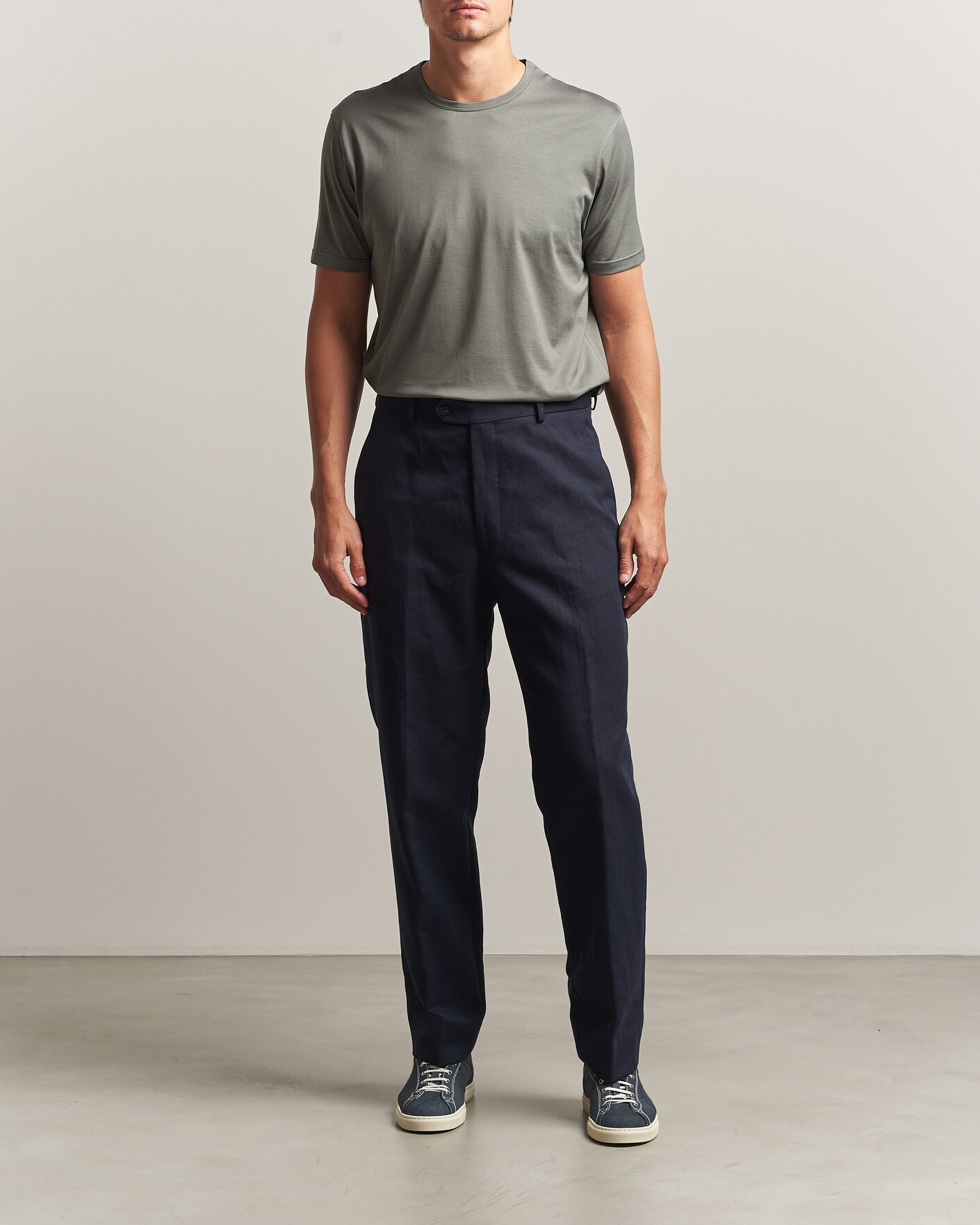 Mies | T-paidat | Sunspel | Crew Neck Q82 Cotton T-Shirt Fossil Grey