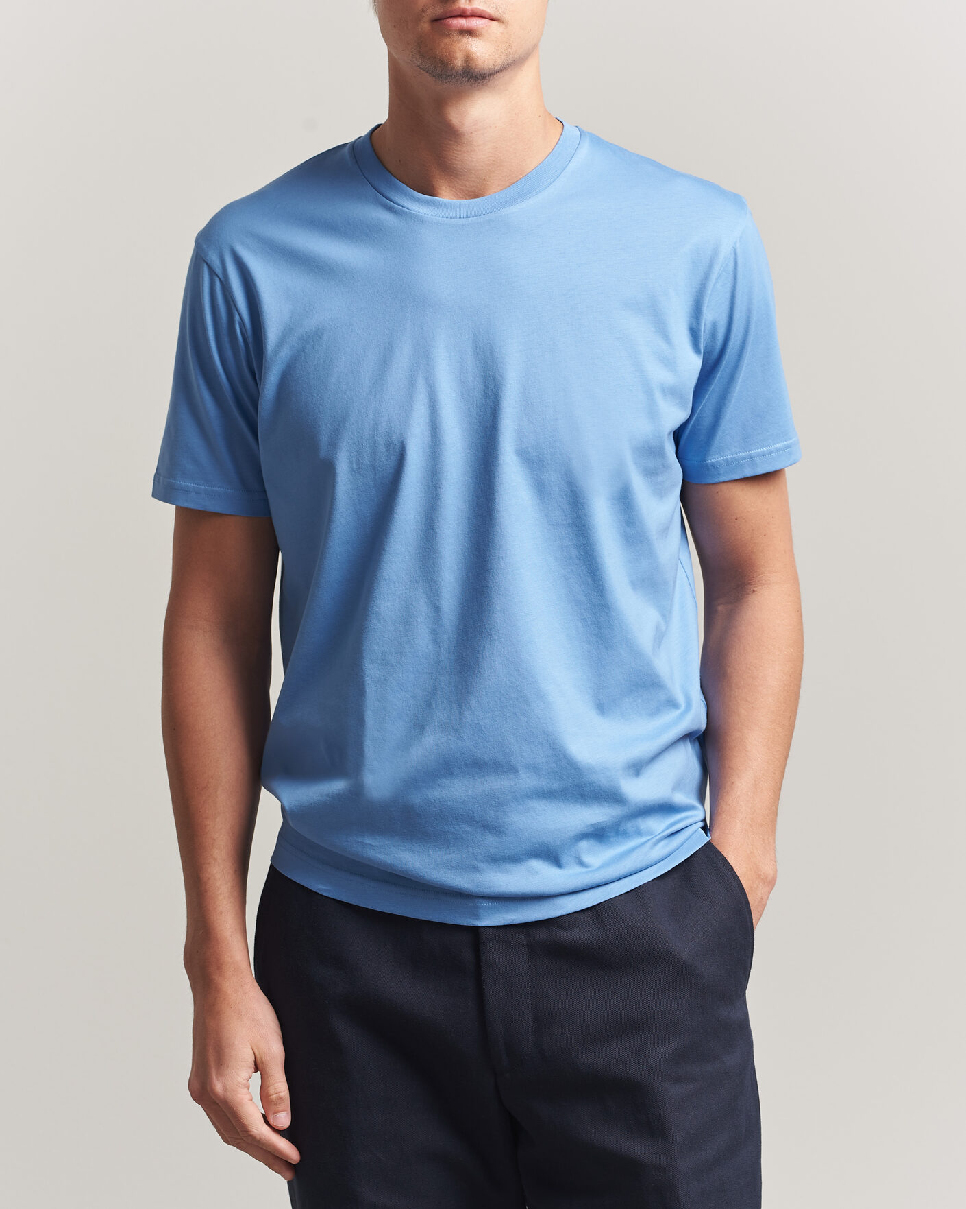 Mies | T-paidat | Sunspel | Riviera Midweight T-Shirt Azure Blue