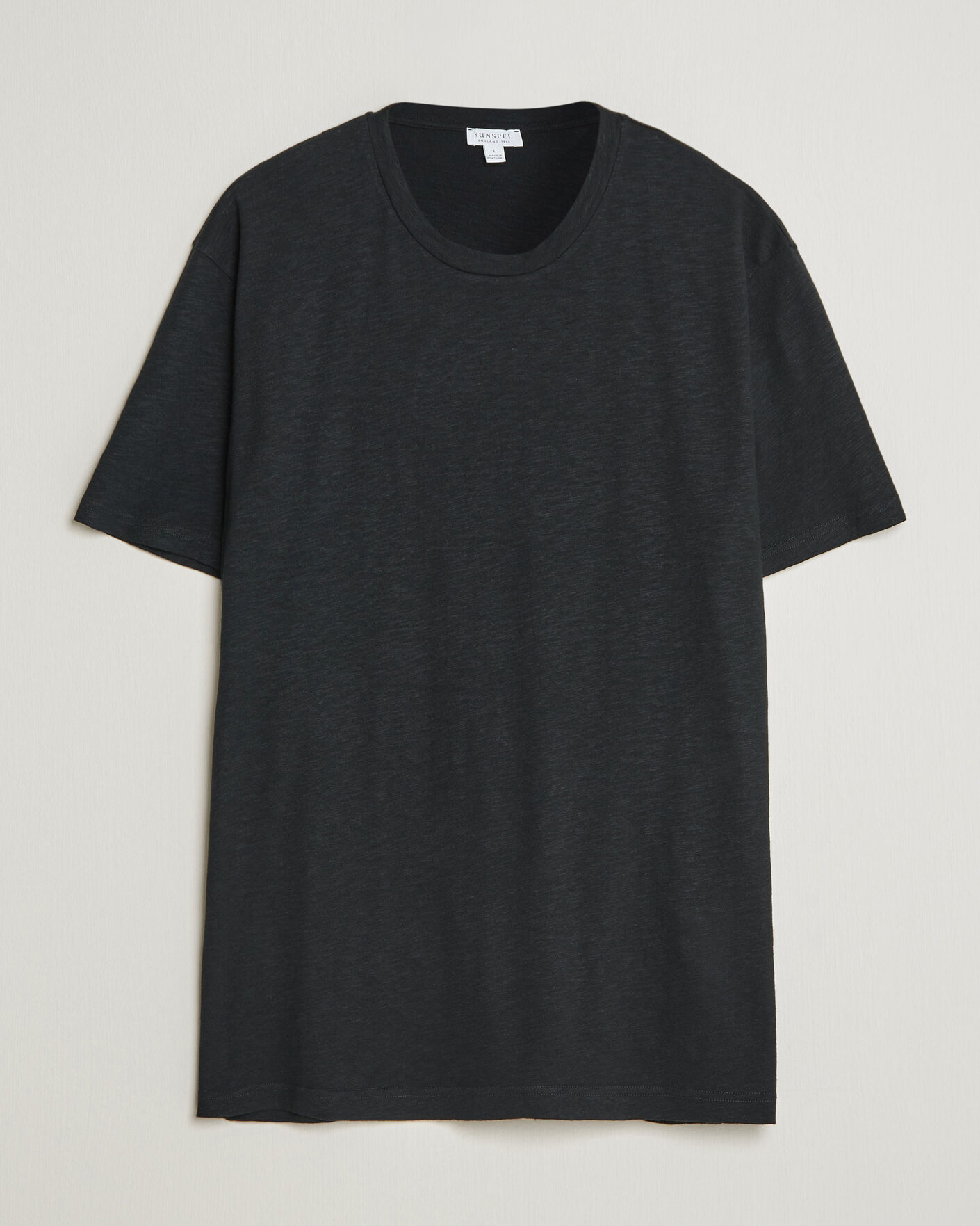 Mies | T-paidat | Sunspel | Pima Cotton/Linen T-Shirt Black