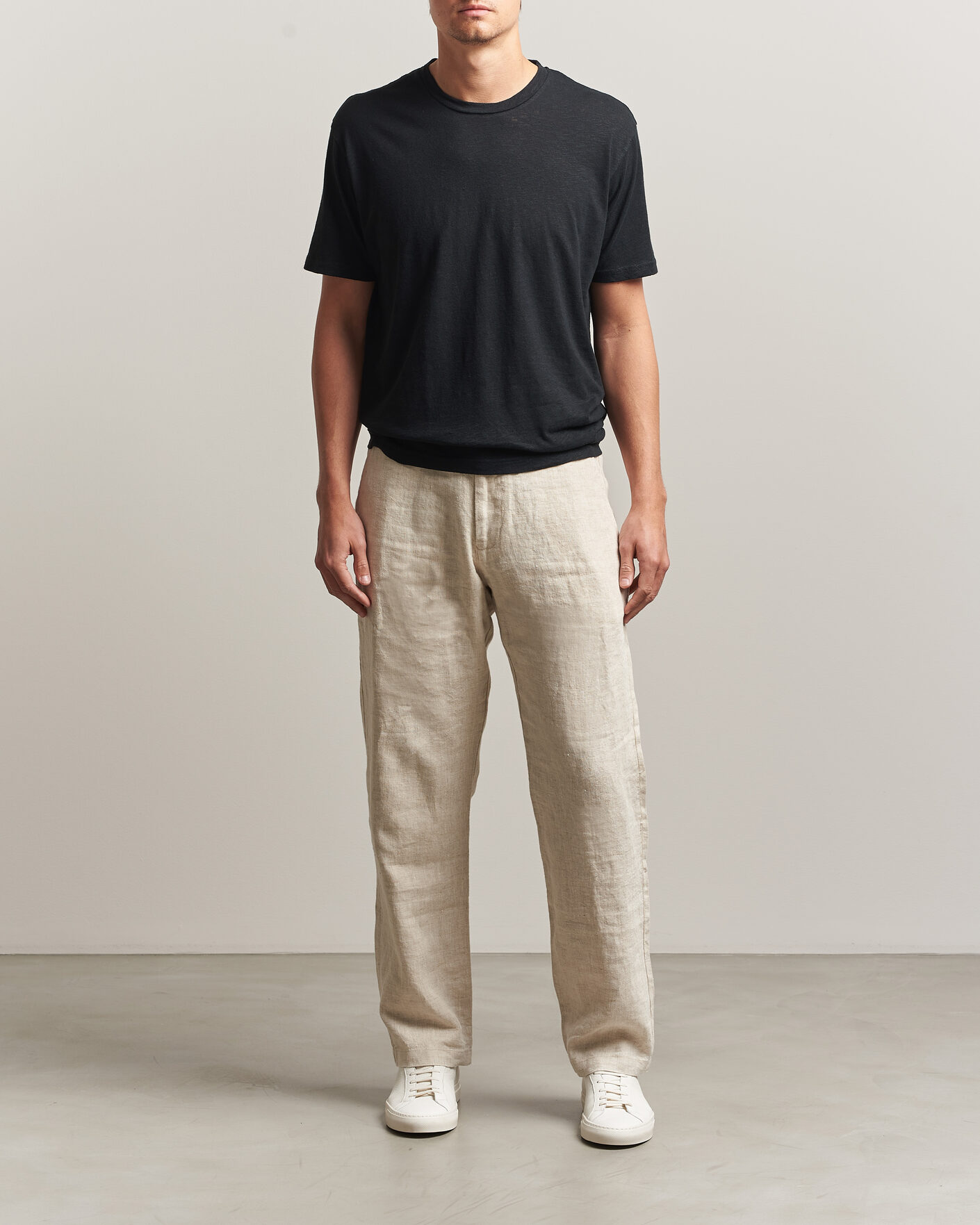 Mies | T-paidat | Sunspel | Pima Cotton/Linen T-Shirt Black