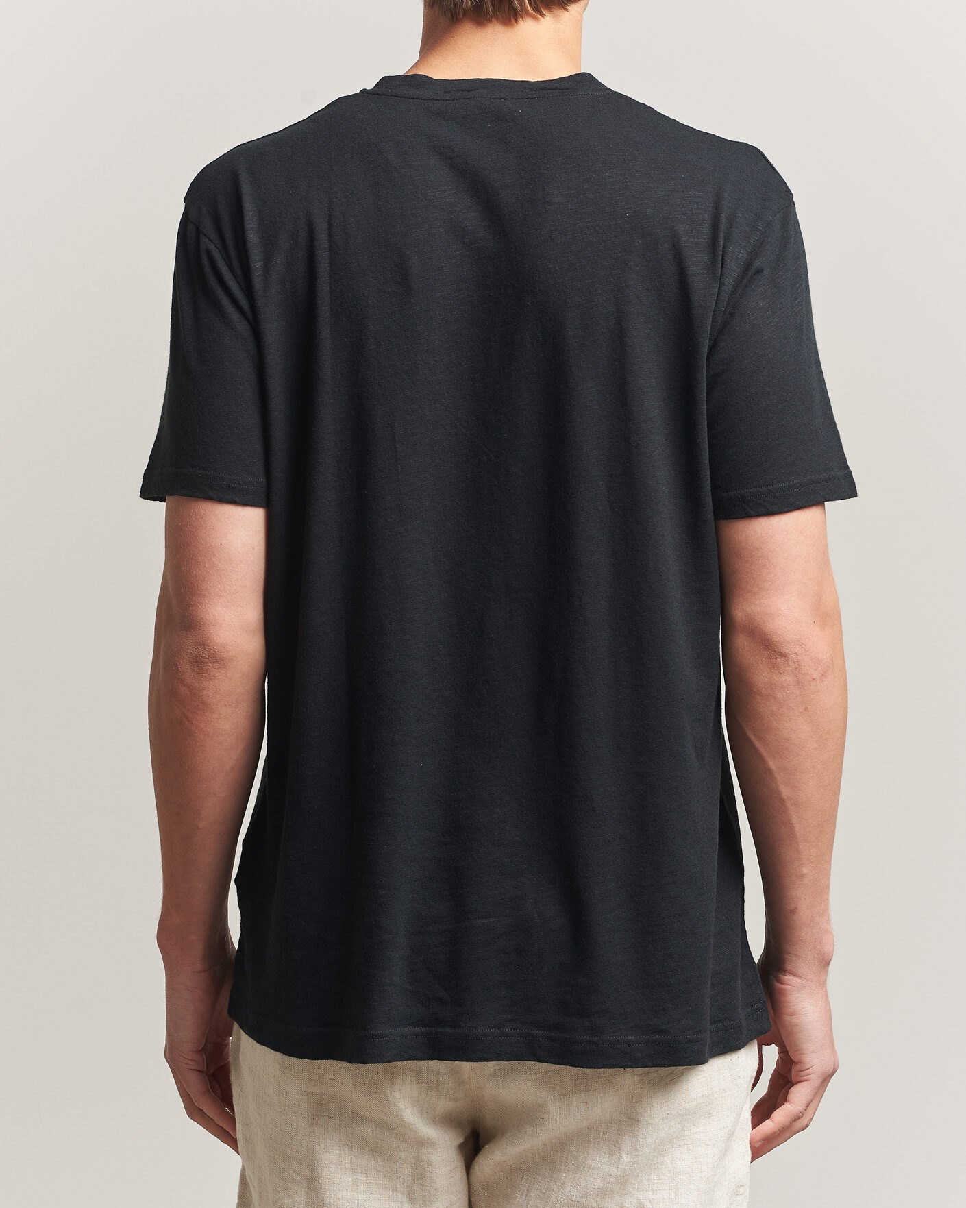 Mies | T-paidat | Sunspel | Pima Cotton/Linen T-Shirt Black