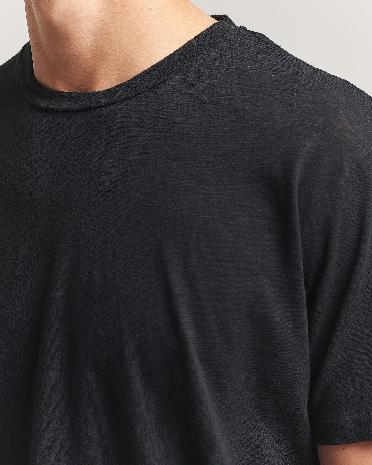 Mies | T-paidat | Sunspel | Pima Cotton/Linen T-Shirt Black
