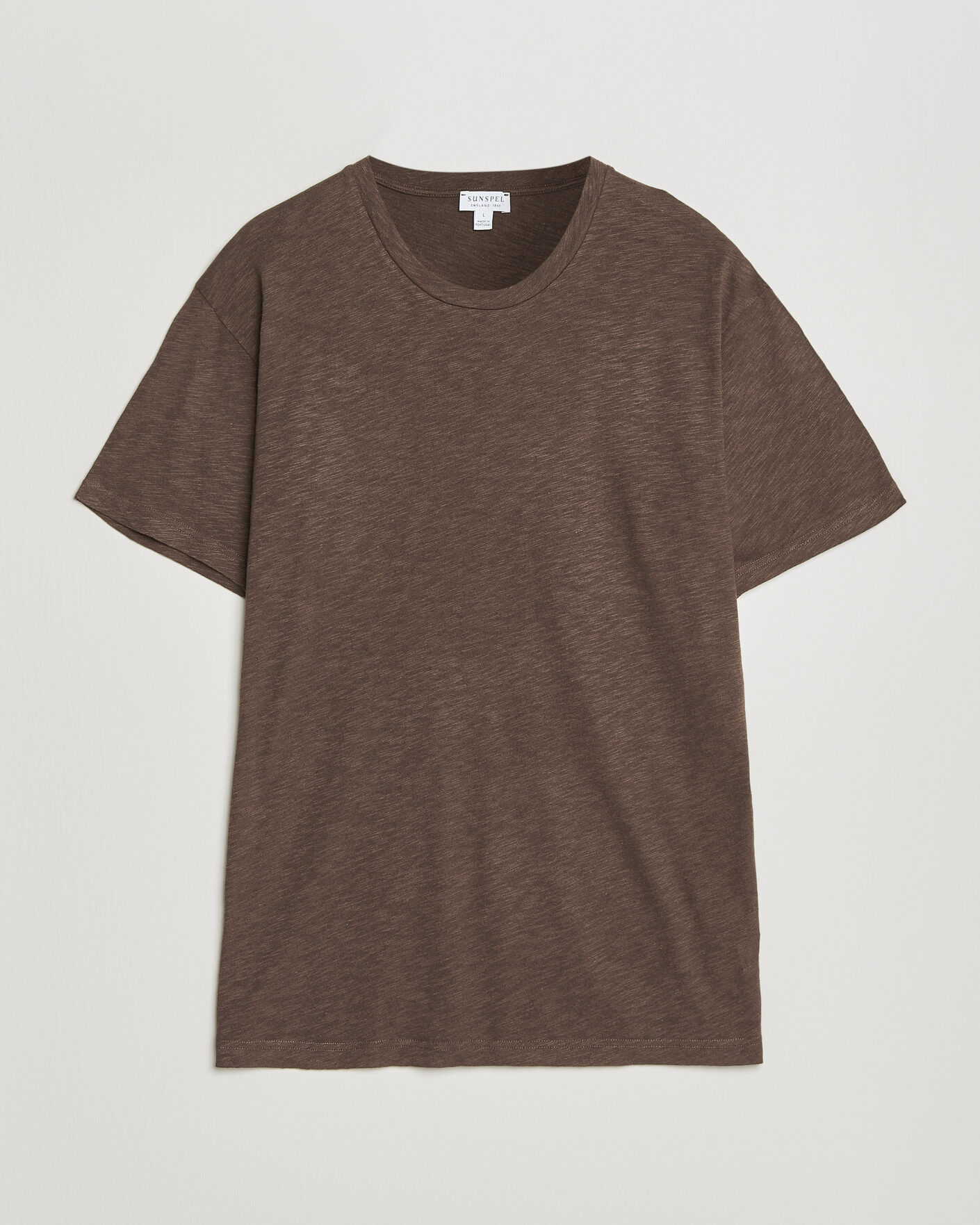 Mies | T-paidat | Sunspel | Pima Cotton/Linen T-Shirt Dark Walnut